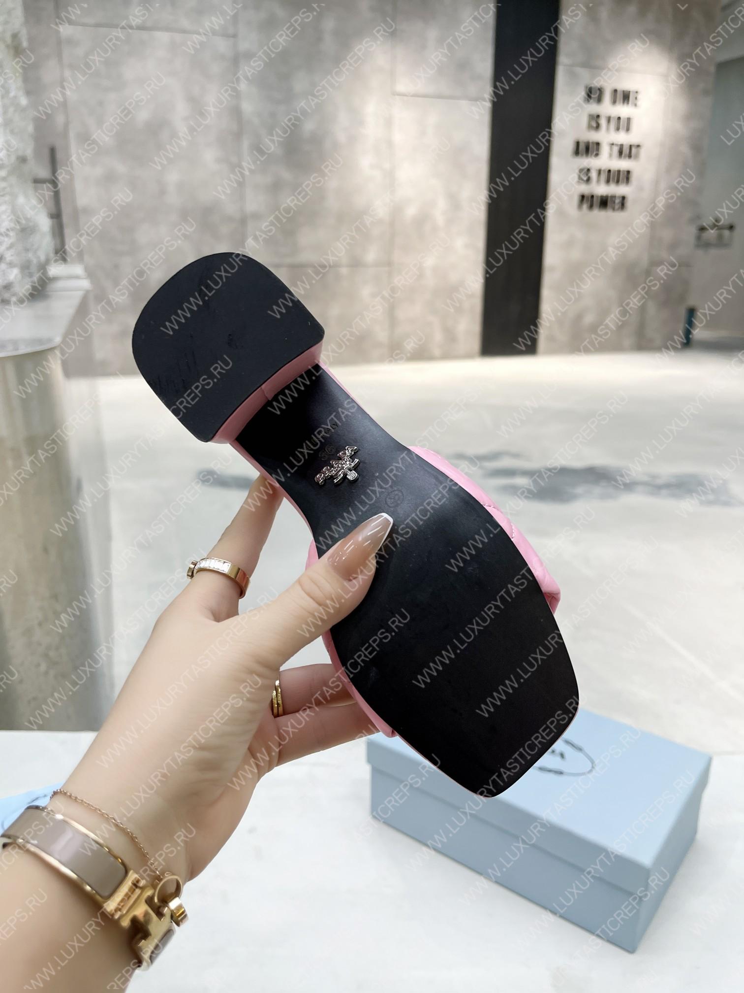 Pra*a quilted nappa leather heeled sandals pink 1xx583