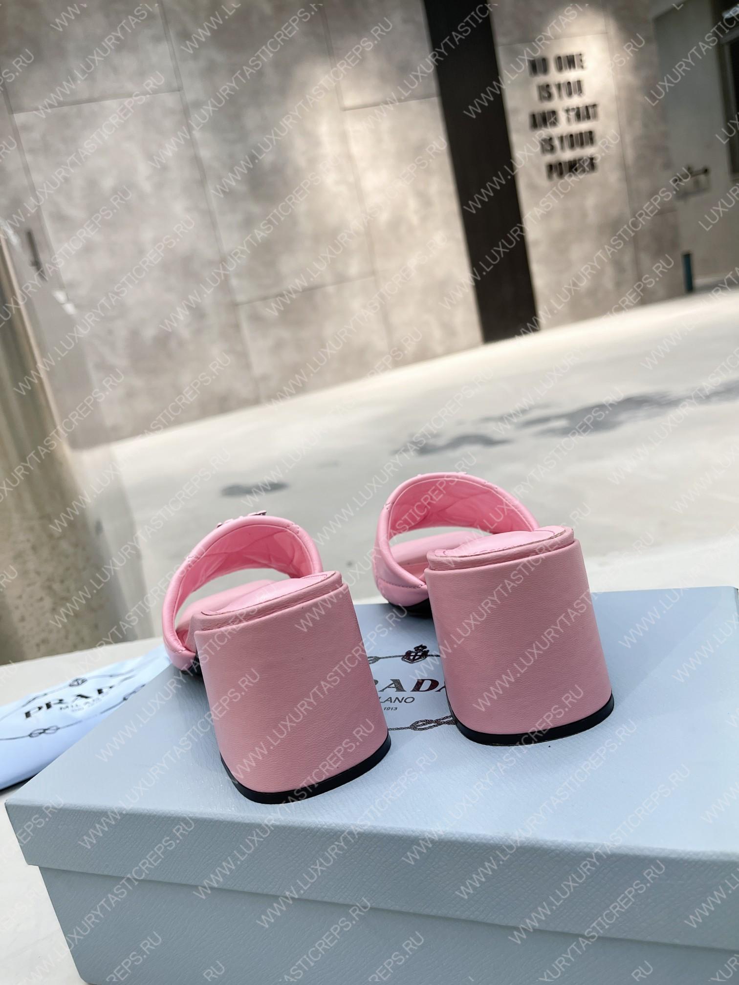 Pra*a quilted nappa leather heeled sandals pink 1xx583