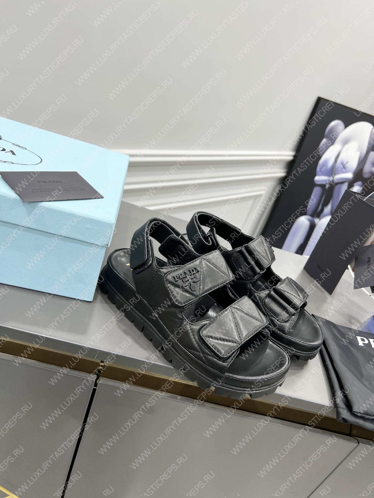 Pra*a padded nappa leather sandals black leather 1x721m