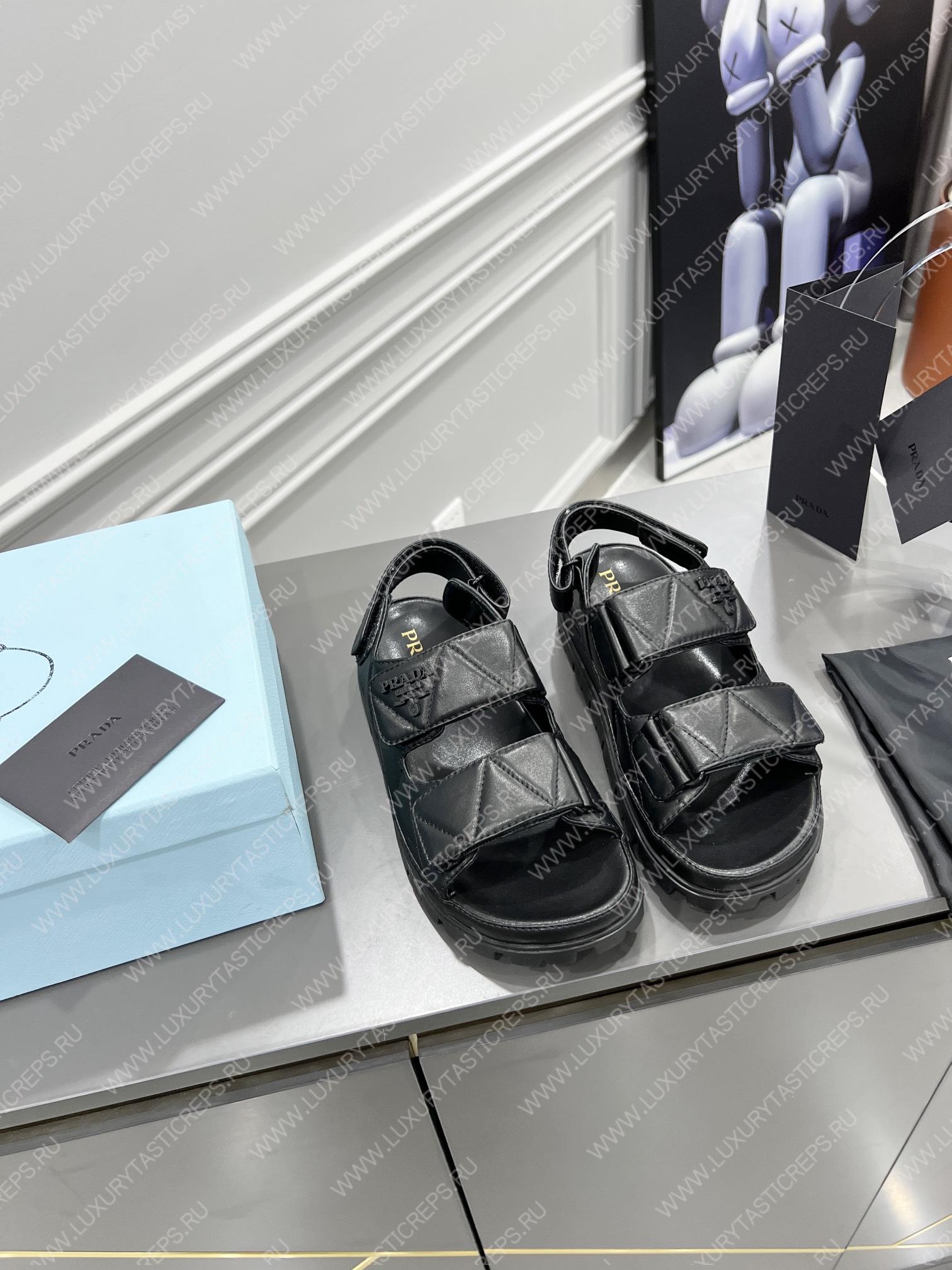 Pra*a padded nappa leather sandals black leather 1x721m