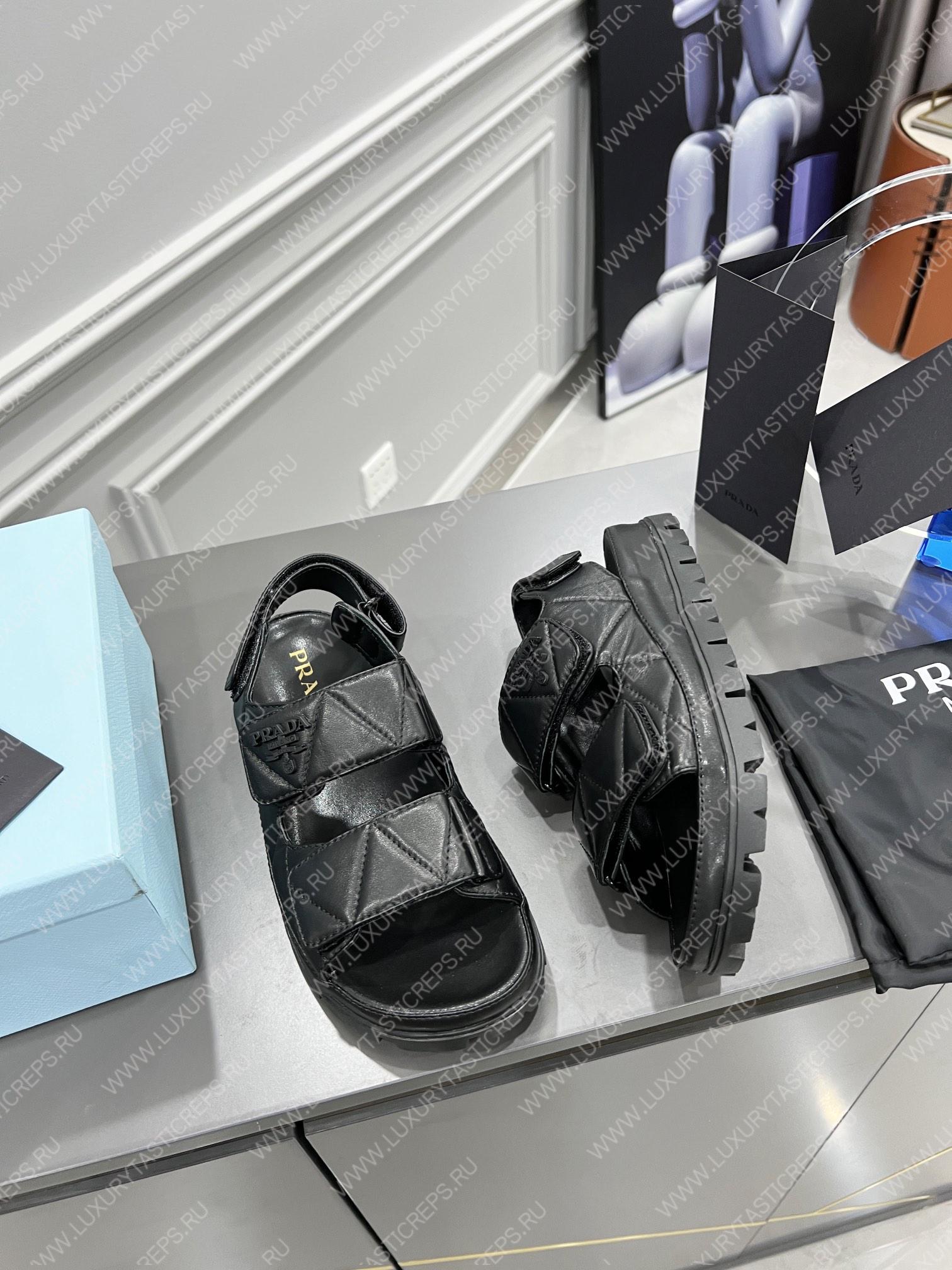 Pra*a padded nappa leather sandals black leather 1x721m