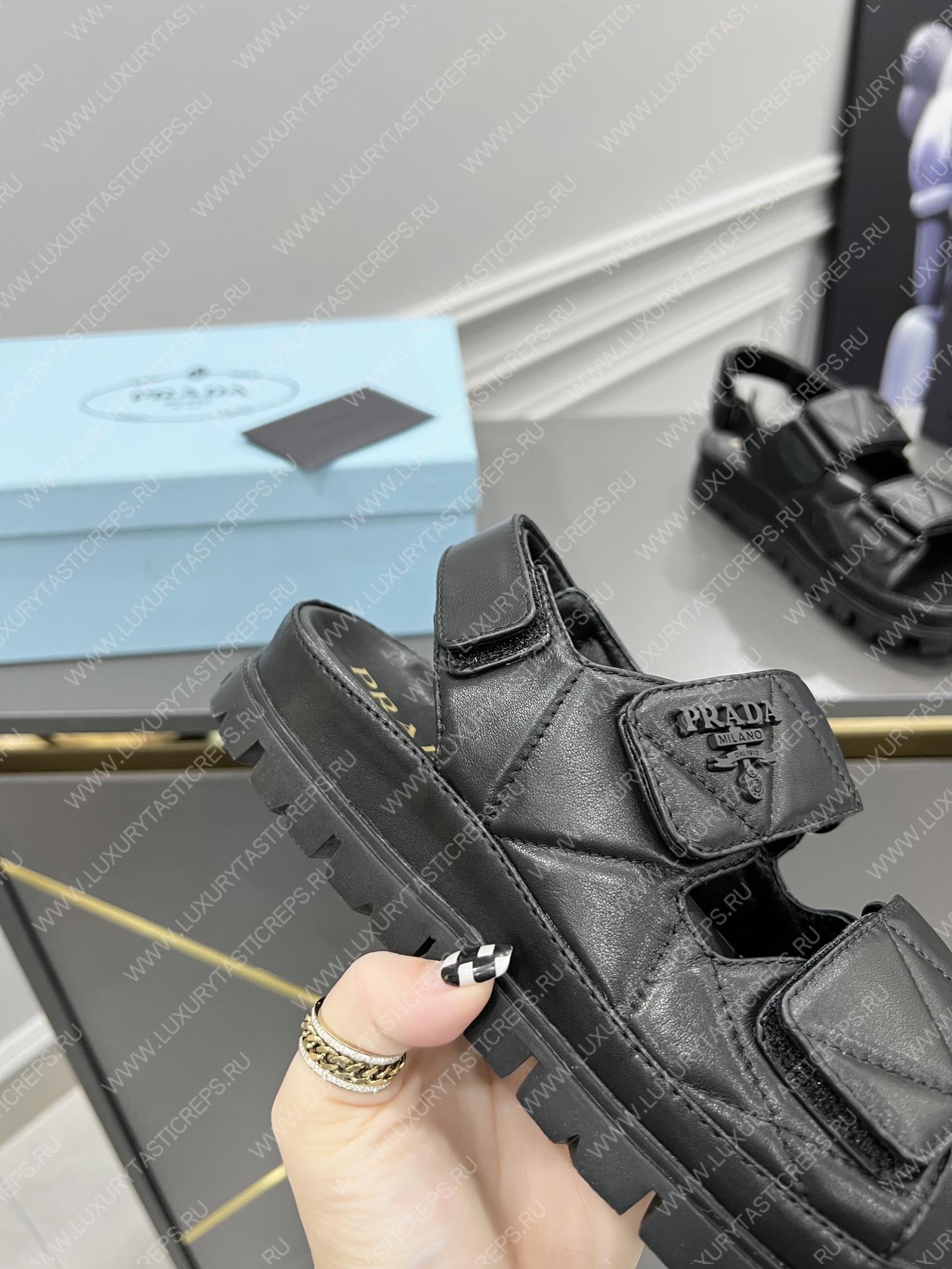 Pra*a padded nappa leather sandals black leather 1x721m