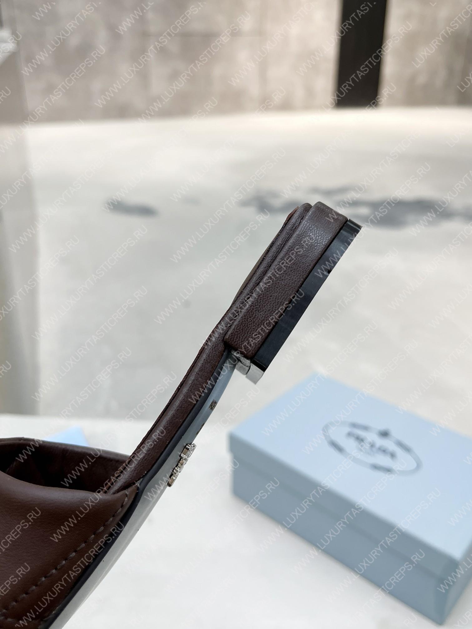 Pra*a quilted nappa leather sabots dark brown 1xx583