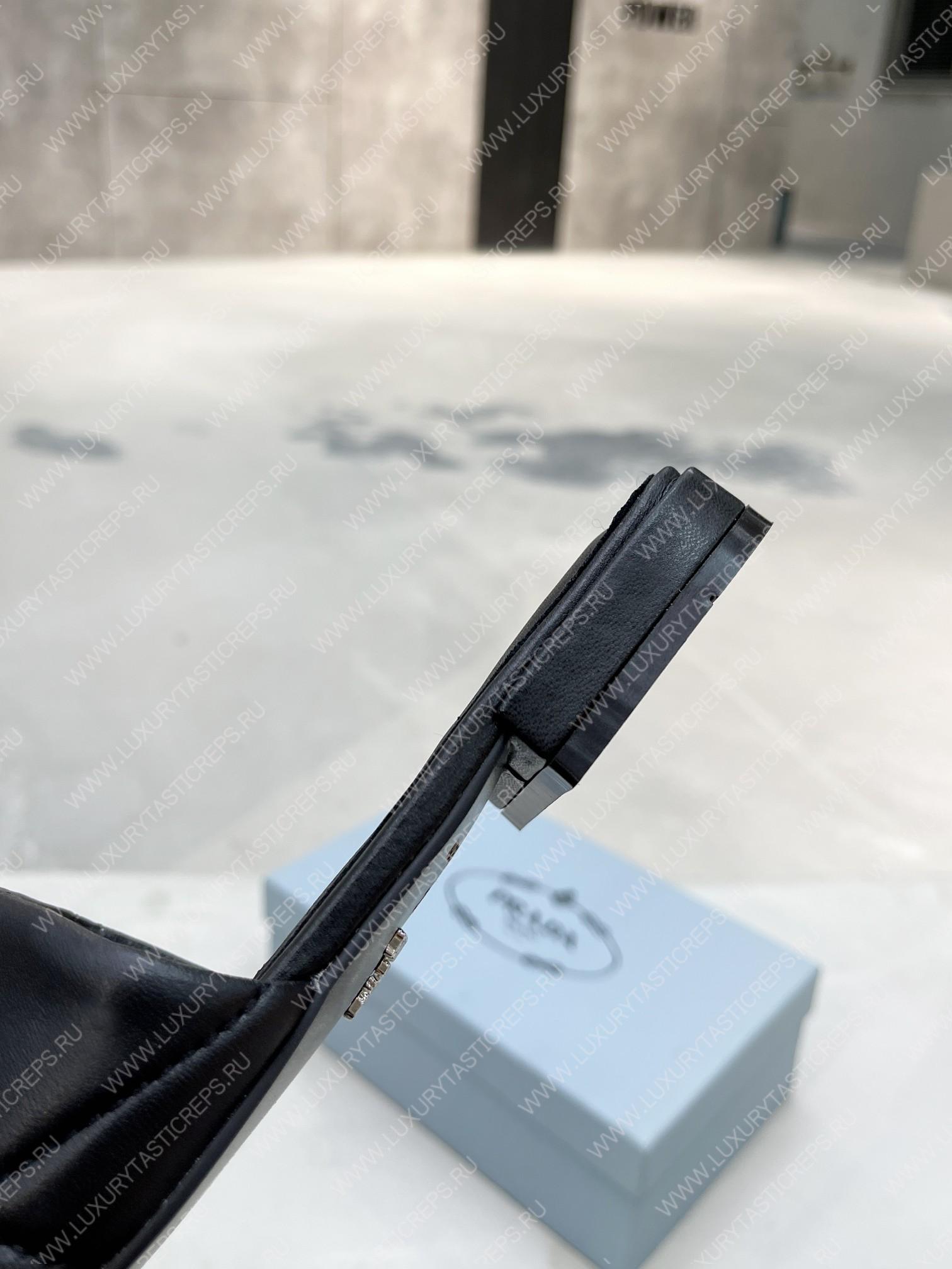 Pra*a quilted nappa leather sabots black 1xx583