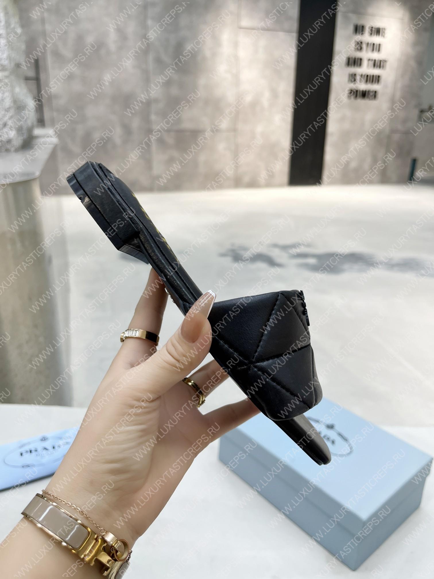 Pra*a quilted nappa leather sabots black 1xx583