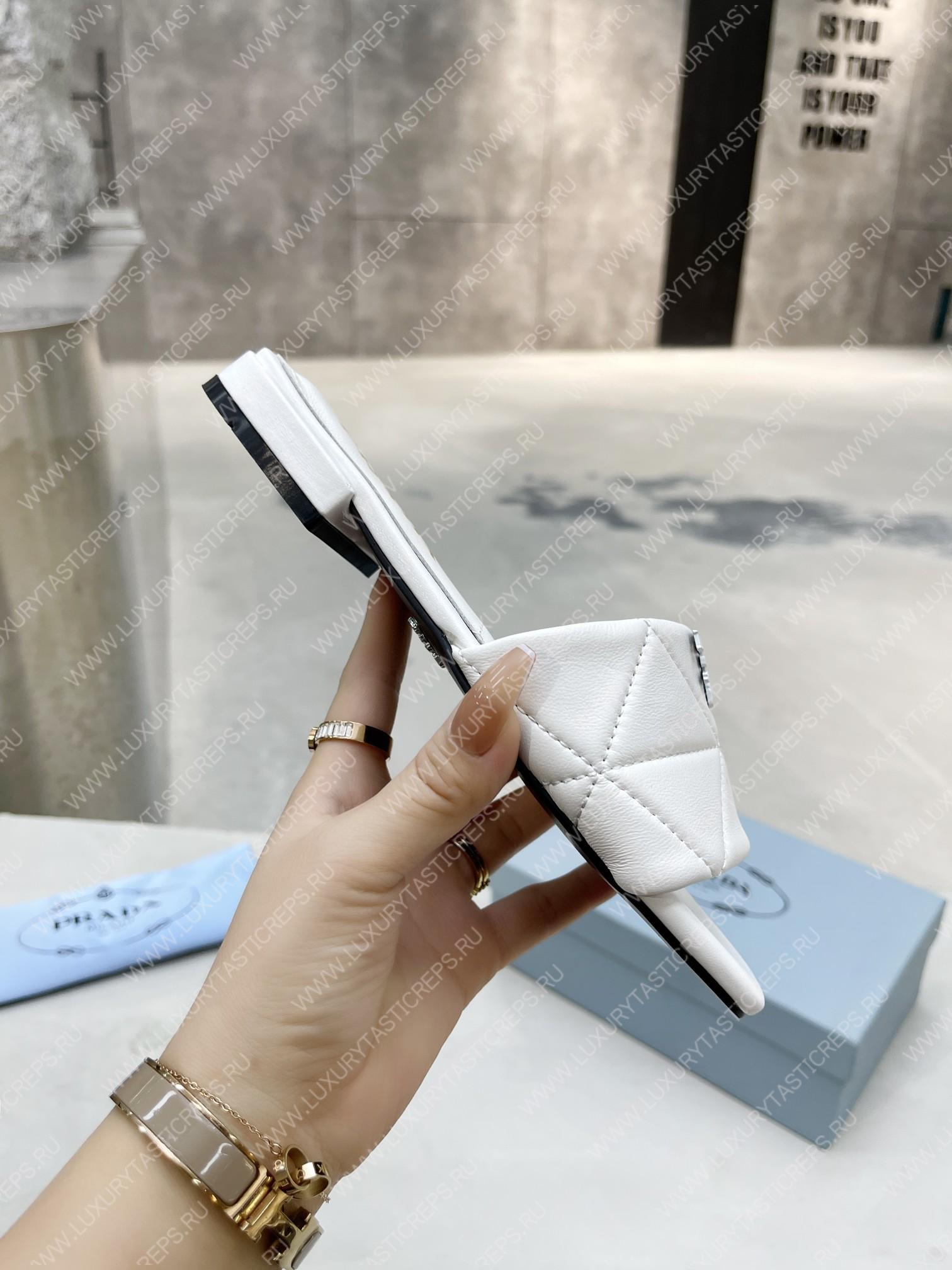 Pra*a quilted nappa leather sabots white 1xx583