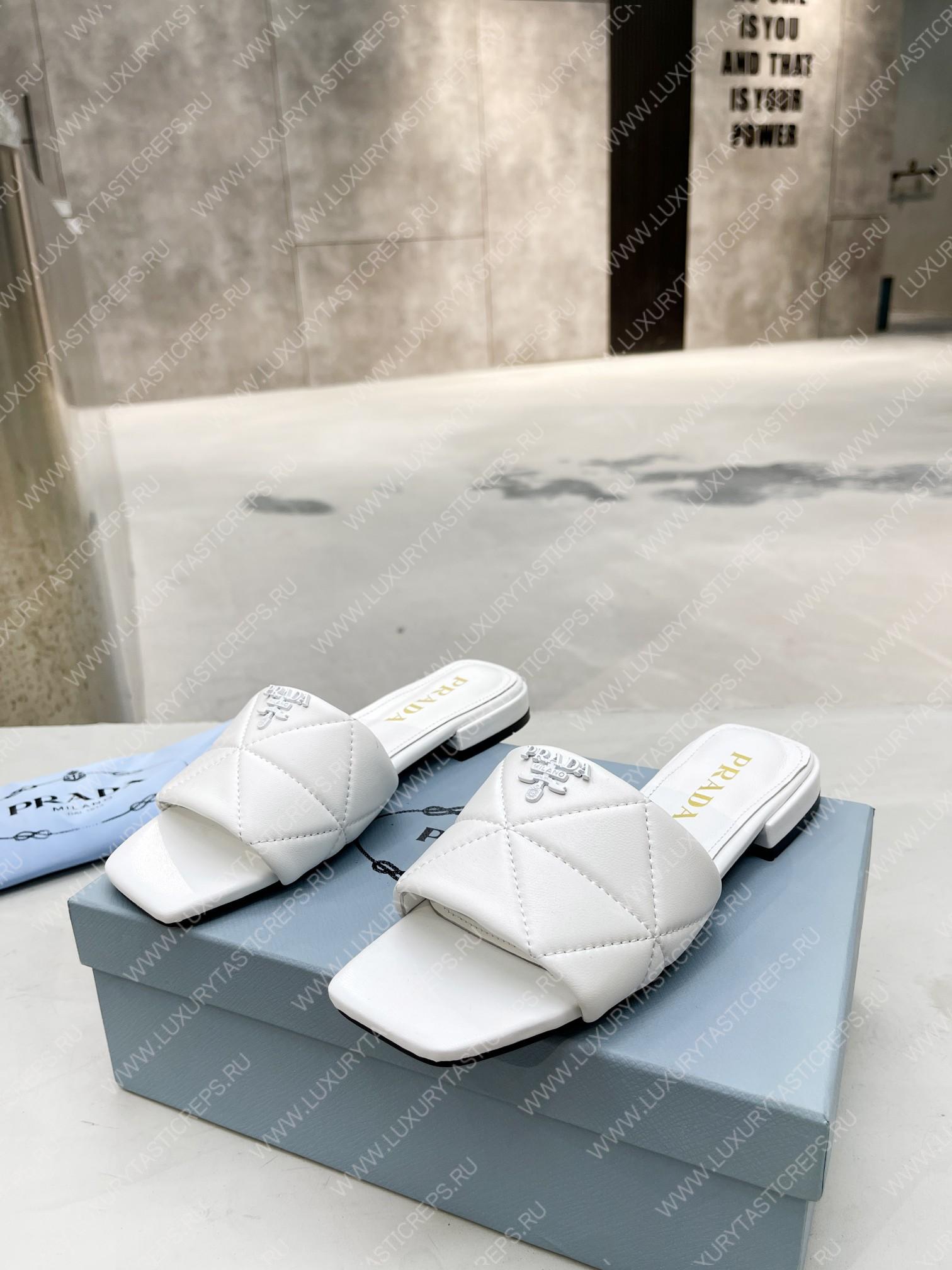 Pra*a quilted nappa leather sabots white 1xx583