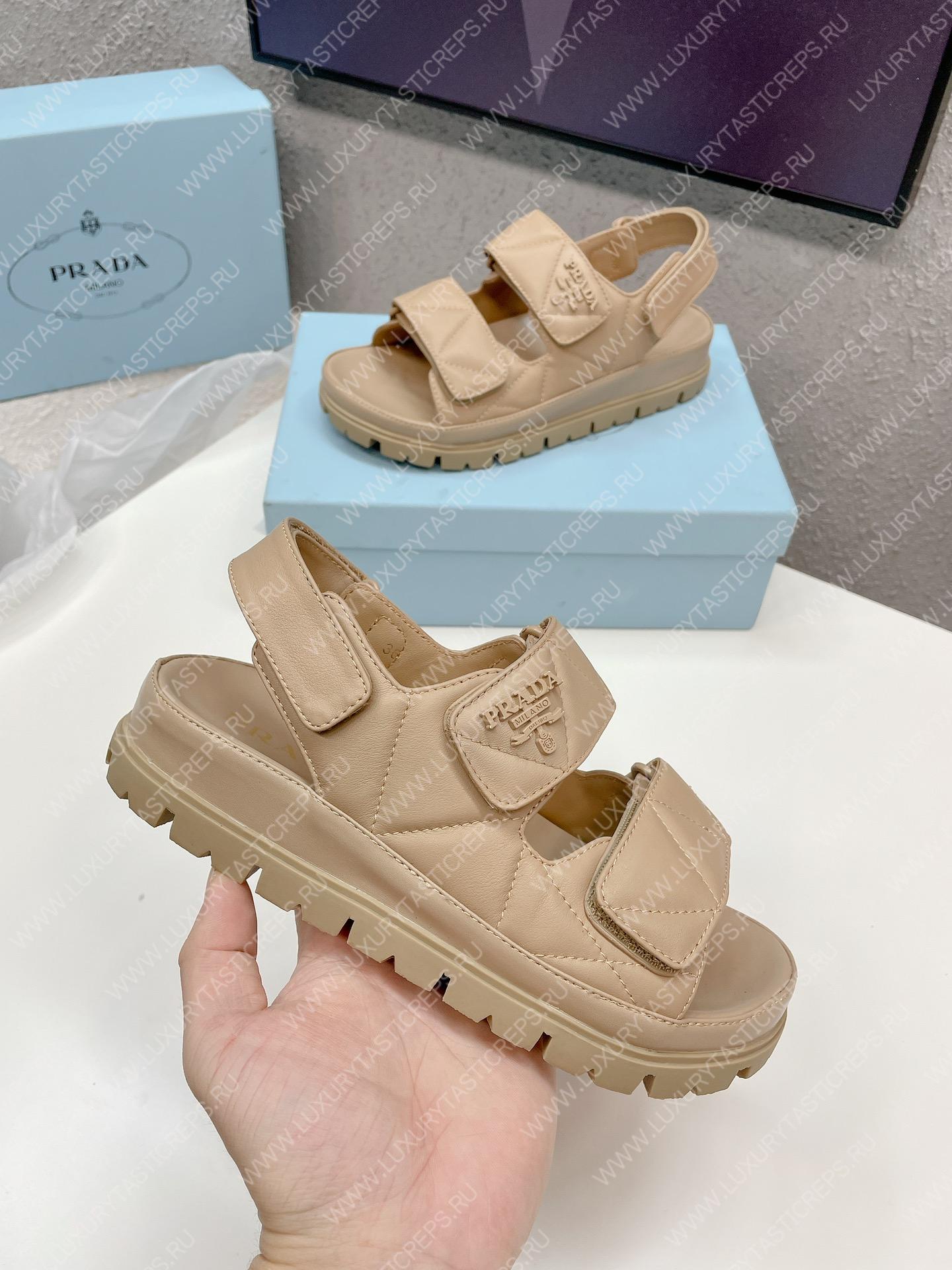 Pra*a padded nappa leather sandals desert beige 1x721m