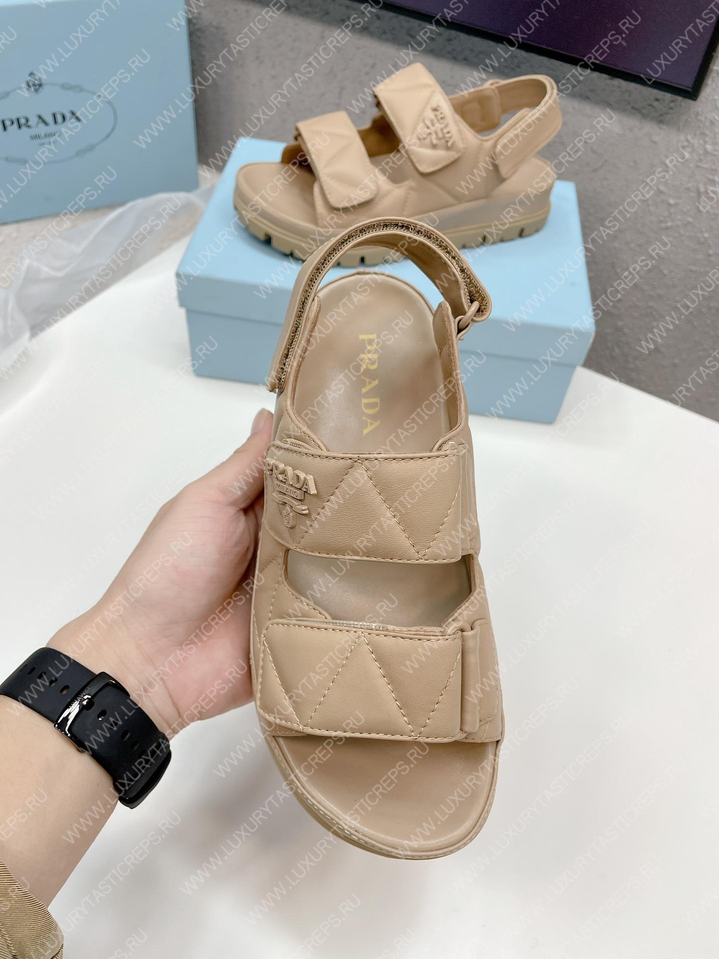 Pra*a padded nappa leather sandals desert beige 1x721m