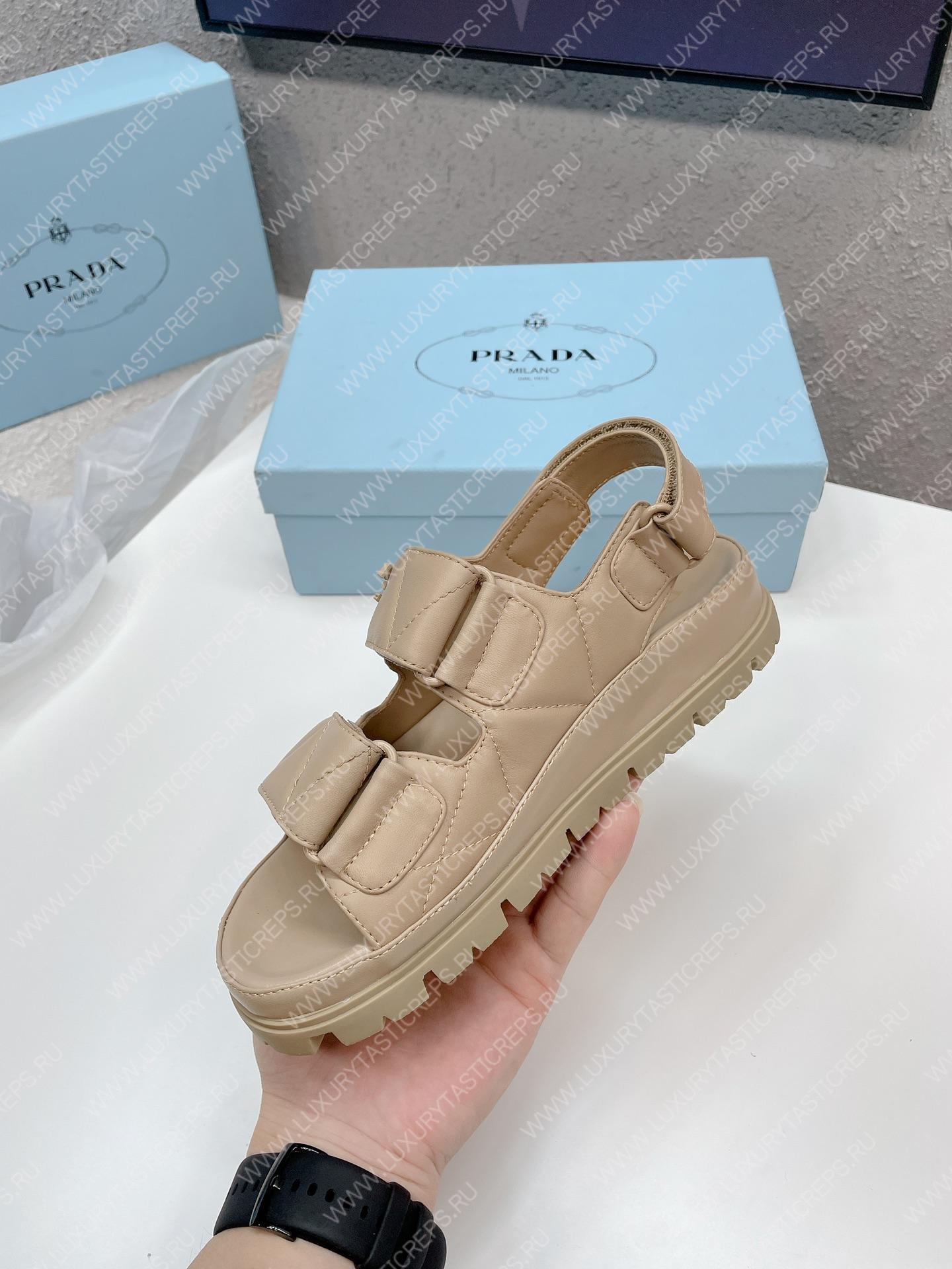 Pra*a padded nappa leather sandals desert beige 1x721m