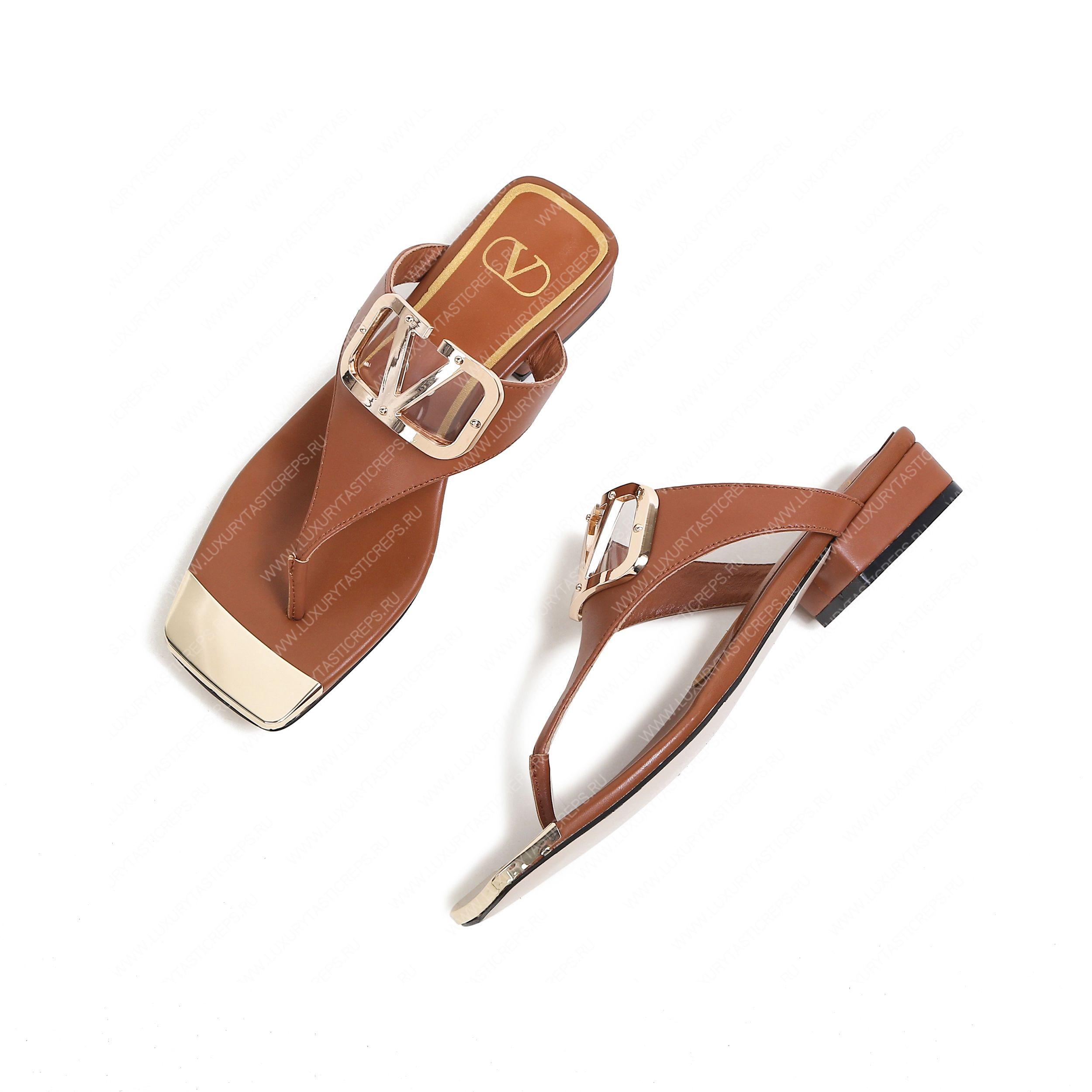 VALENTINO VLOGO SIGNATURE FLAT SANDAL BROWN WS0M21HWS_0CR