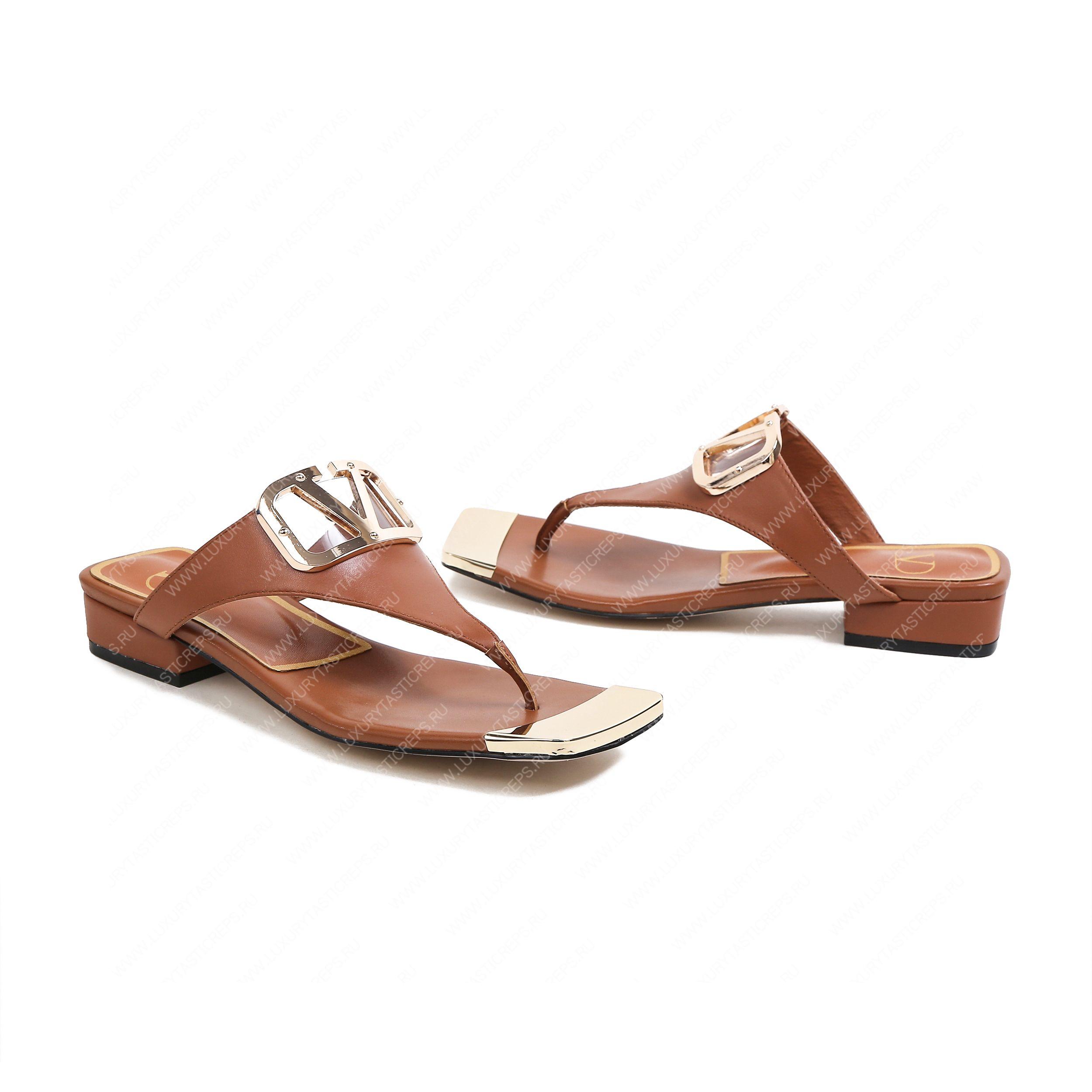 VALENTINO VLOGO SIGNATURE FLAT SANDAL BROWN WS0M21HWS_0CR