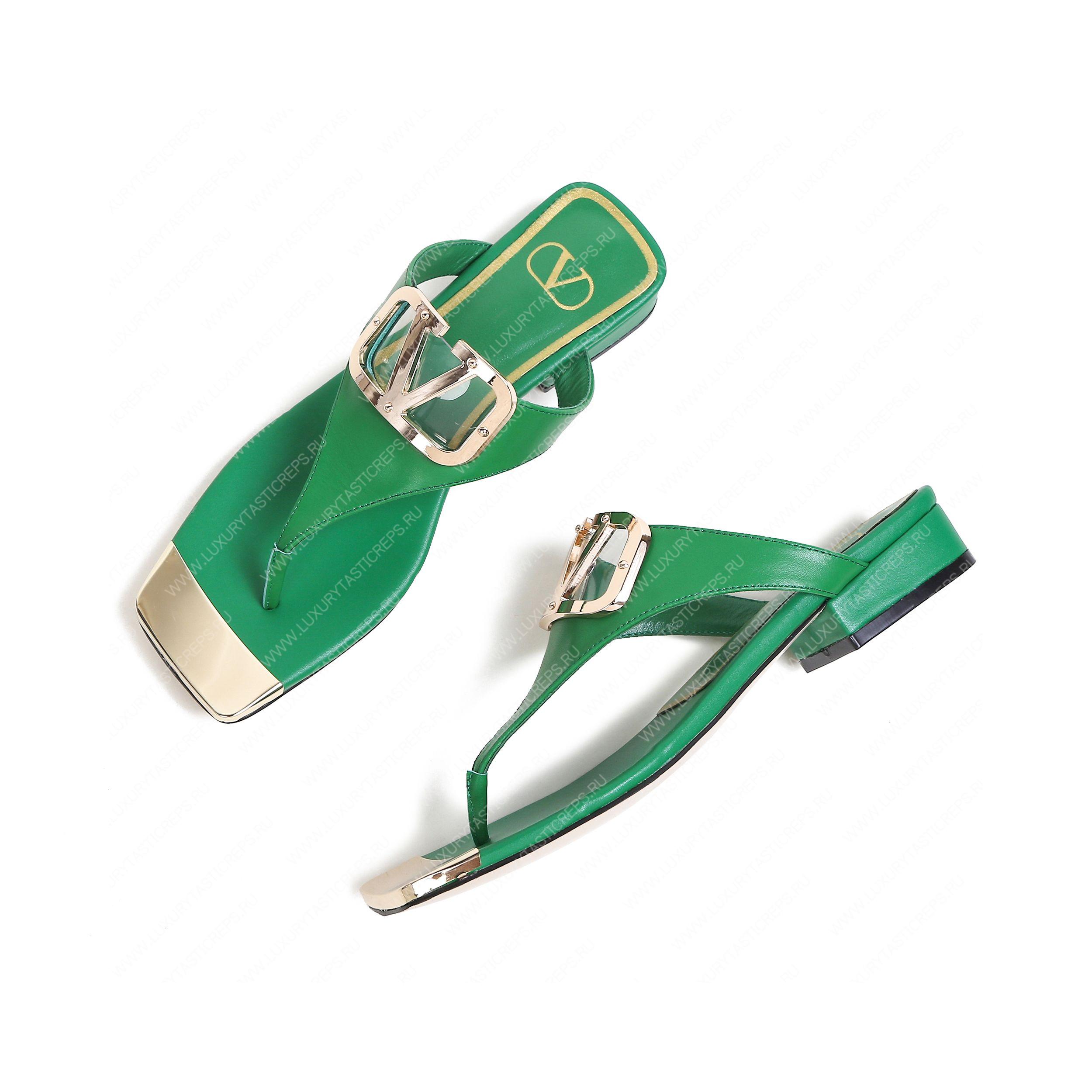 VALENTINO VLOGO SIGNATURE FLAT SANDAL GREEN WS0M21HWS_0CR