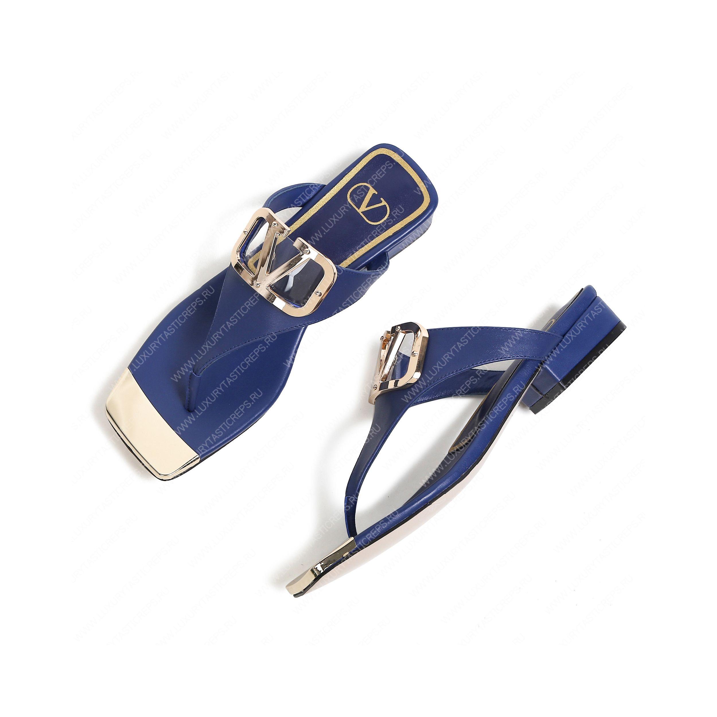 VALENTINO VLOGO SIGNATURE FLAT SANDAL BLUE WS0M21HWS_0CR