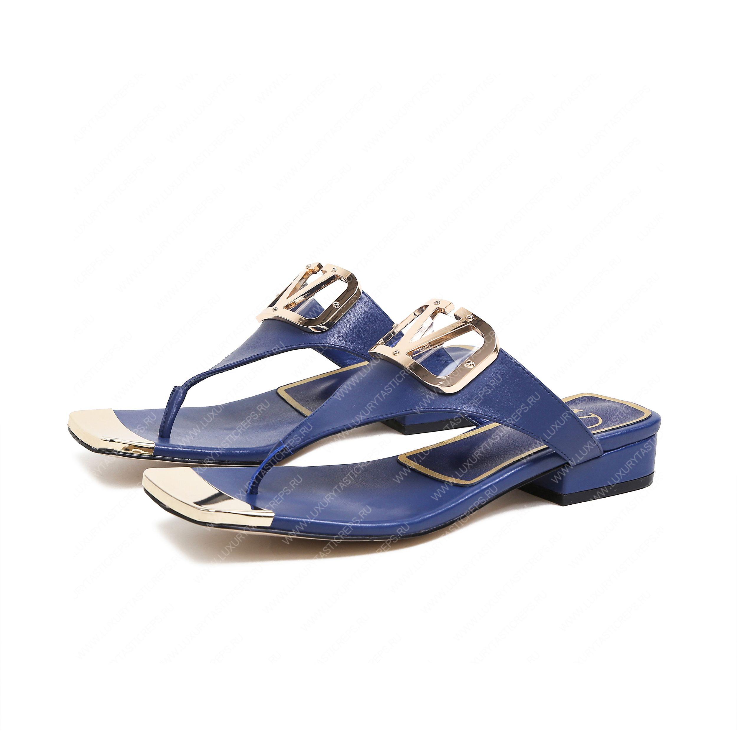 VALENTINO VLOGO SIGNATURE FLAT SANDAL BLUE WS0M21HWS_0CR