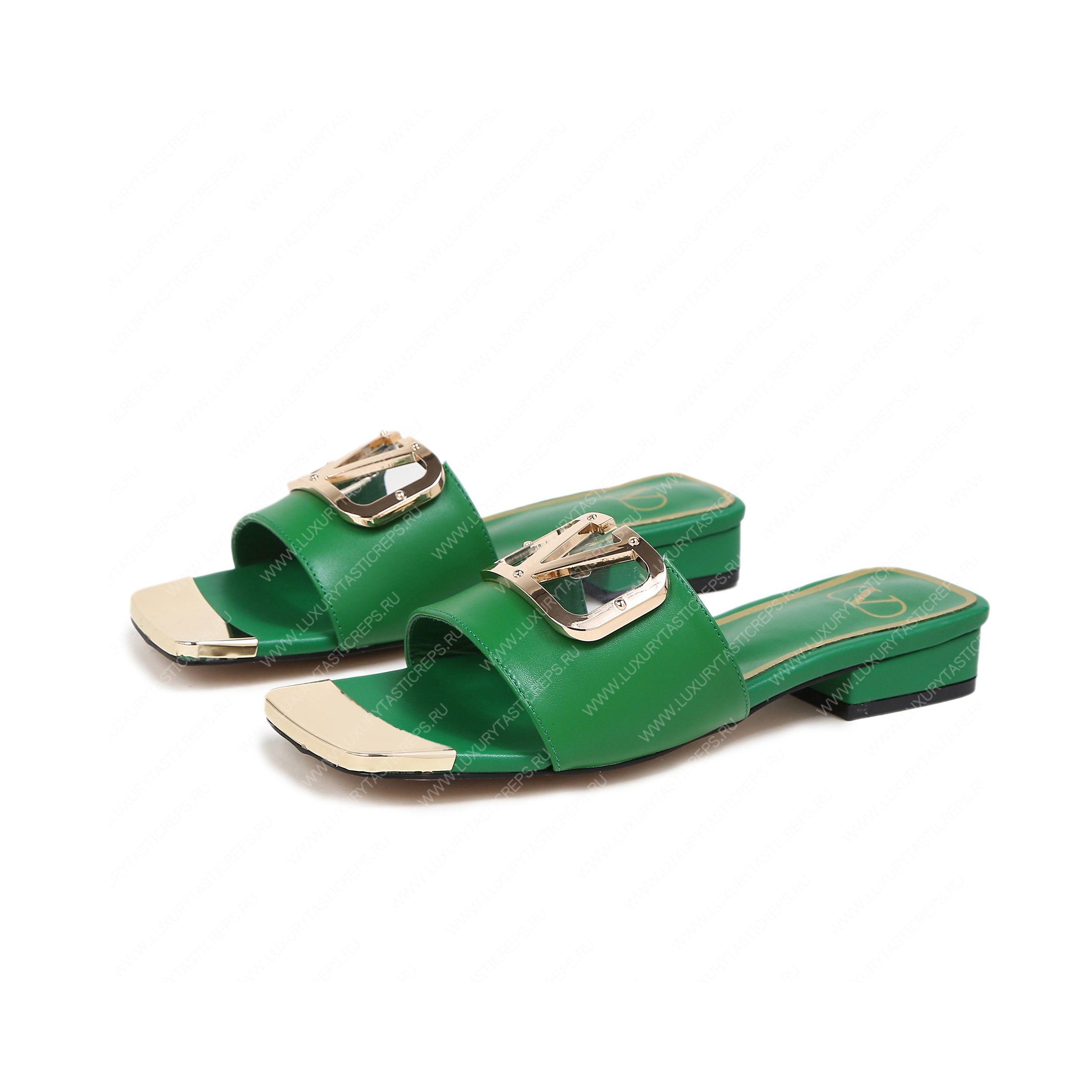 VALENTINO VLOGO SIGNATURE SLIDE SANDAL GREEN ZW2S0M21HWS0CR