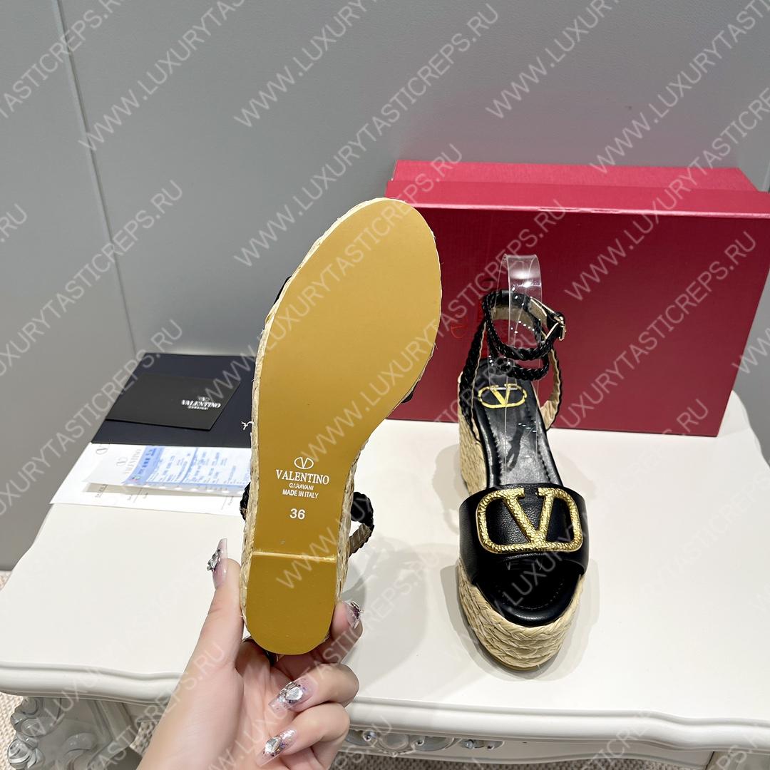 VALENTINO ANKLE STRAP WEDGE SANDAL BLACK 2W2S0F95BAE0NO