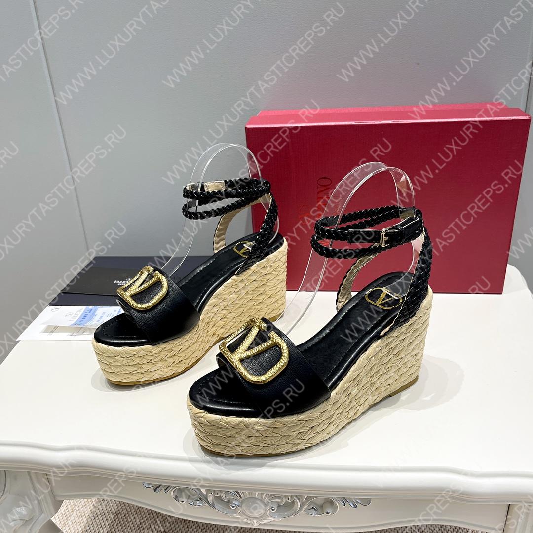 VALENTINO ANKLE STRAP WEDGE SANDAL BLACK 2W2S0F95BAE0NO