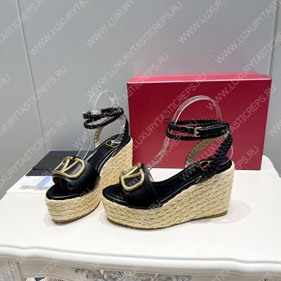 VALENTINO ANKLE STRAP WEDGE SANDAL BLACK 2W2S0F95BAE0NO