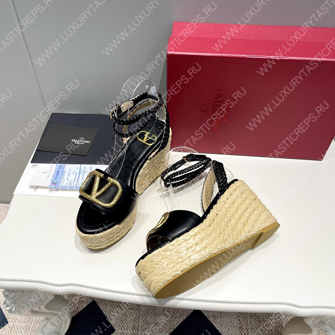 VALENTINO ANKLE STRAP WEDGE SANDAL BLACK 2W2S0F95BAE0NO