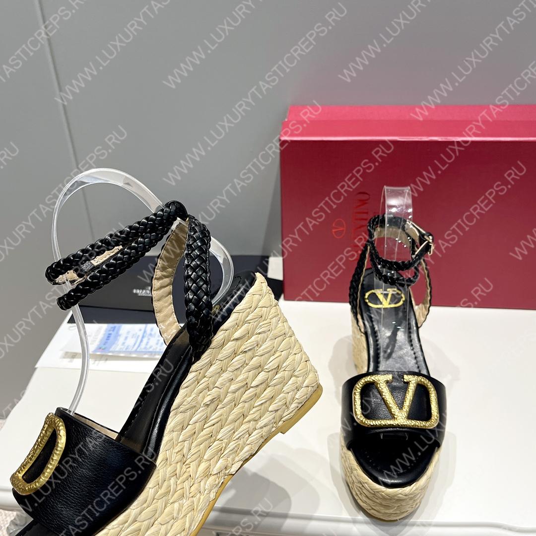 VALENTINO ANKLE STRAP WEDGE SANDAL BLACK 2W2S0F95BAE0NO