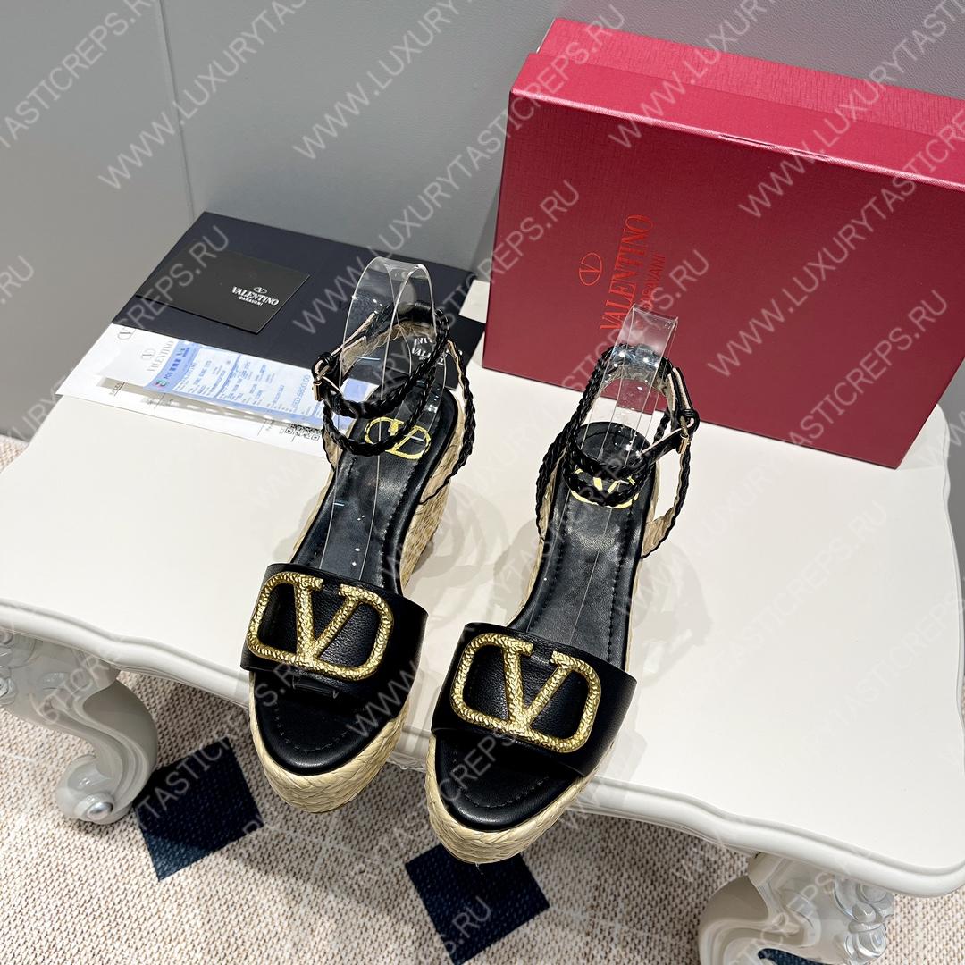 VALENTINO ANKLE STRAP WEDGE SANDAL BLACK 2W2S0F95BAE0NO