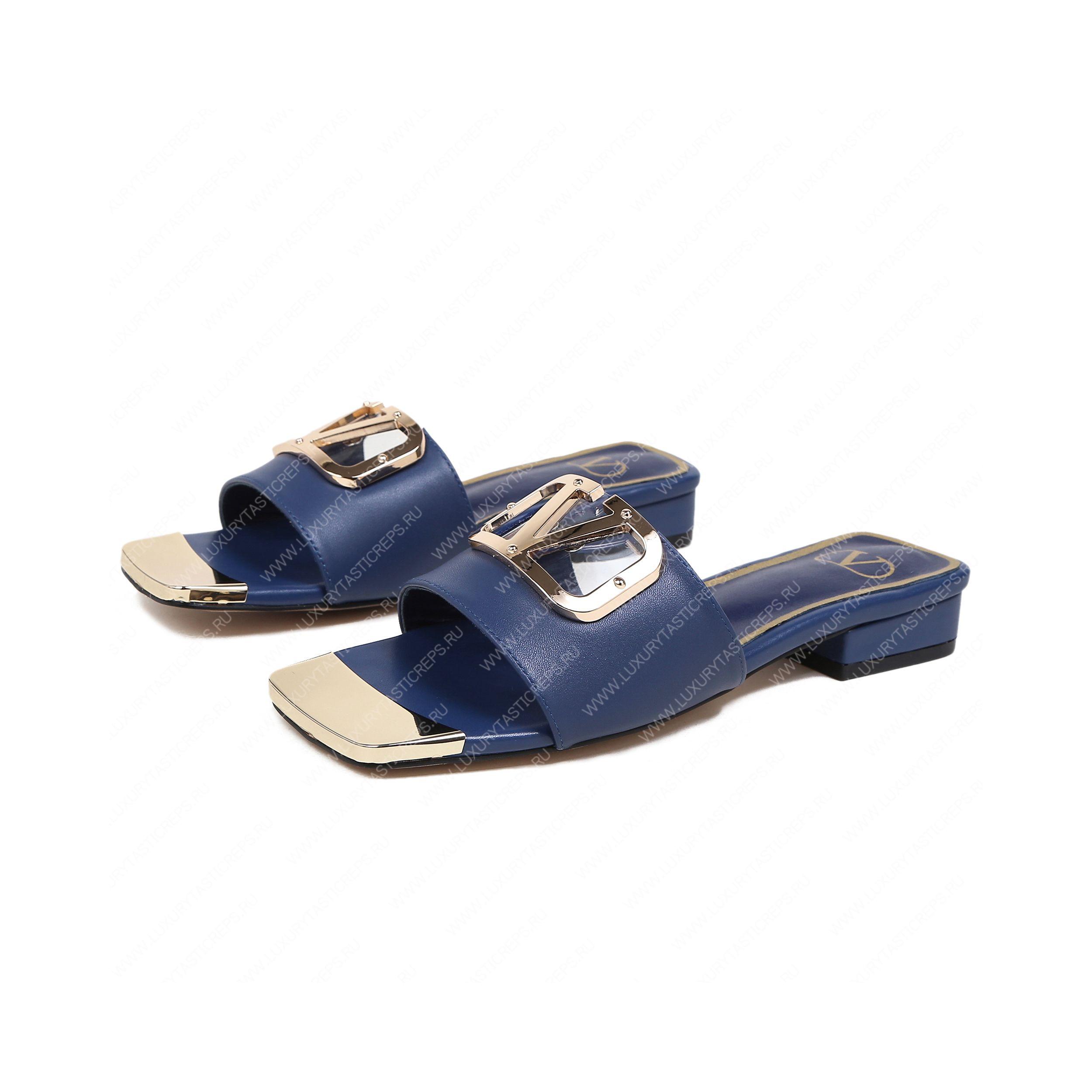 VALENTINO VLOGO SIGNATURE SLIDE SANDAL BLUE ZW2S0M21HWS0CR
