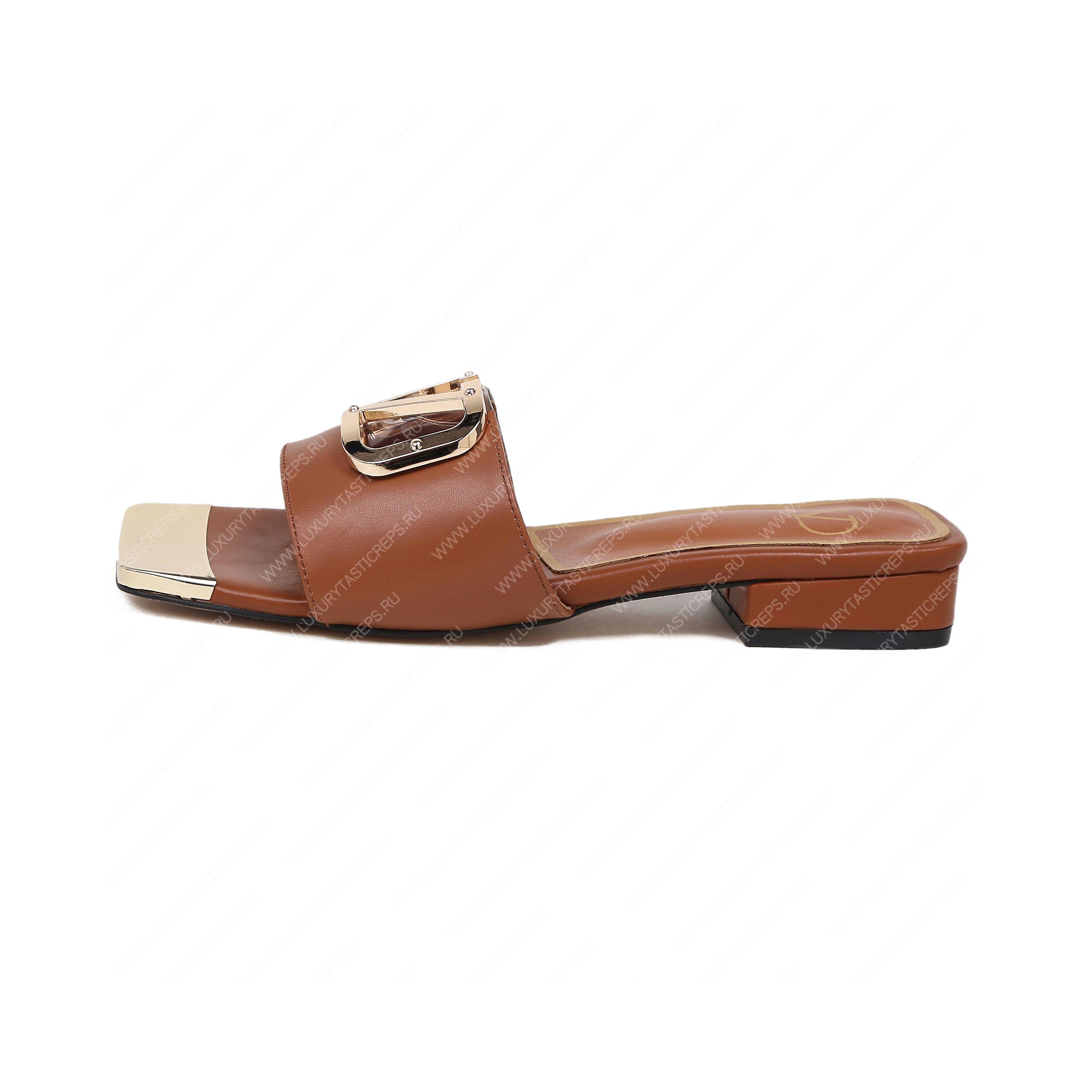 VALENTINO VLOGO SIGNATURE SLIDE SANDAL BROWN ZW2S0M21HWS0CR