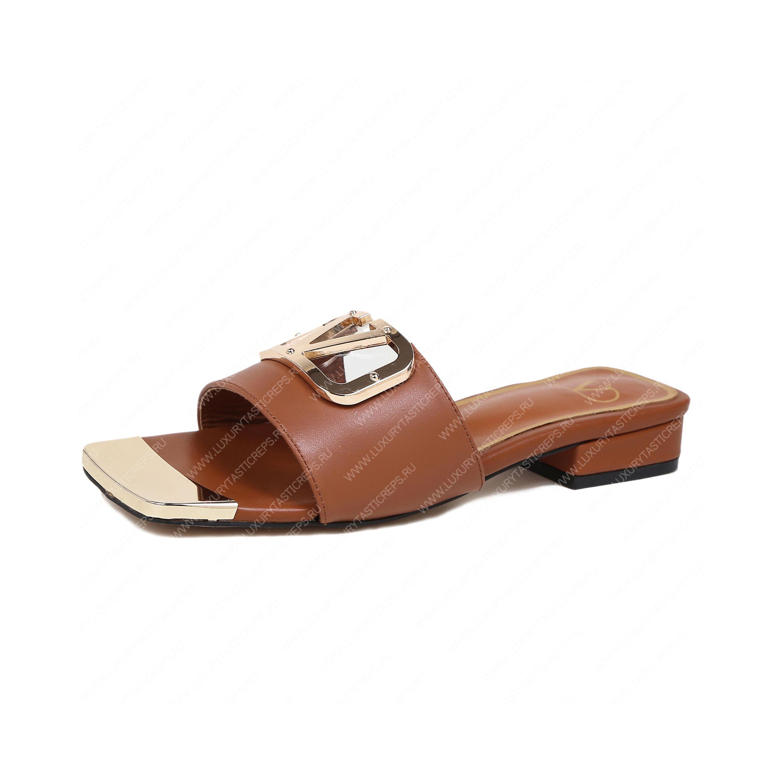 VALENTINO VLOGO SIGNATURE SLIDE SANDAL BROWN ZW2S0M21HWS0CR