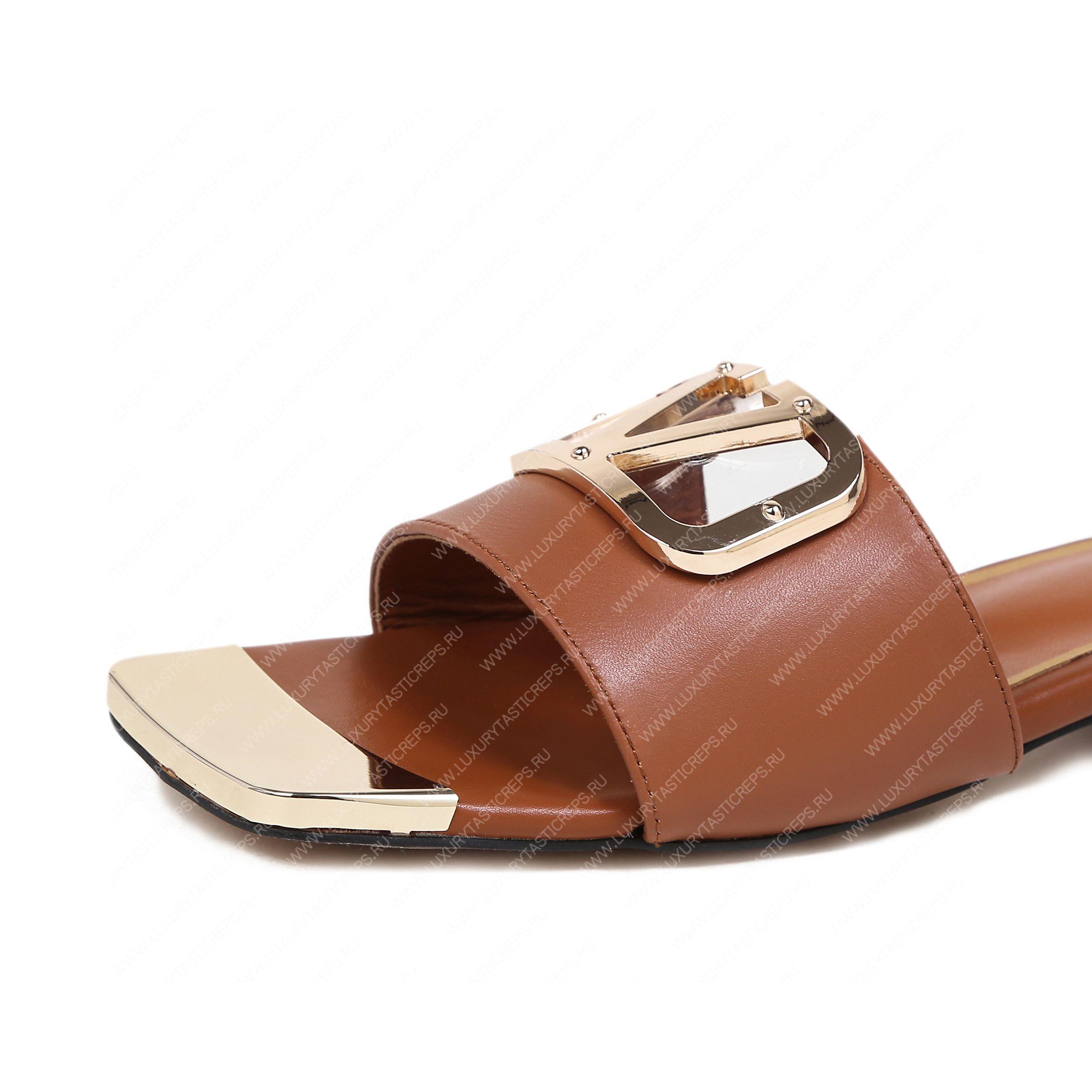 VALENTINO VLOGO SIGNATURE SLIDE SANDAL BROWN ZW2S0M21HWS0CR