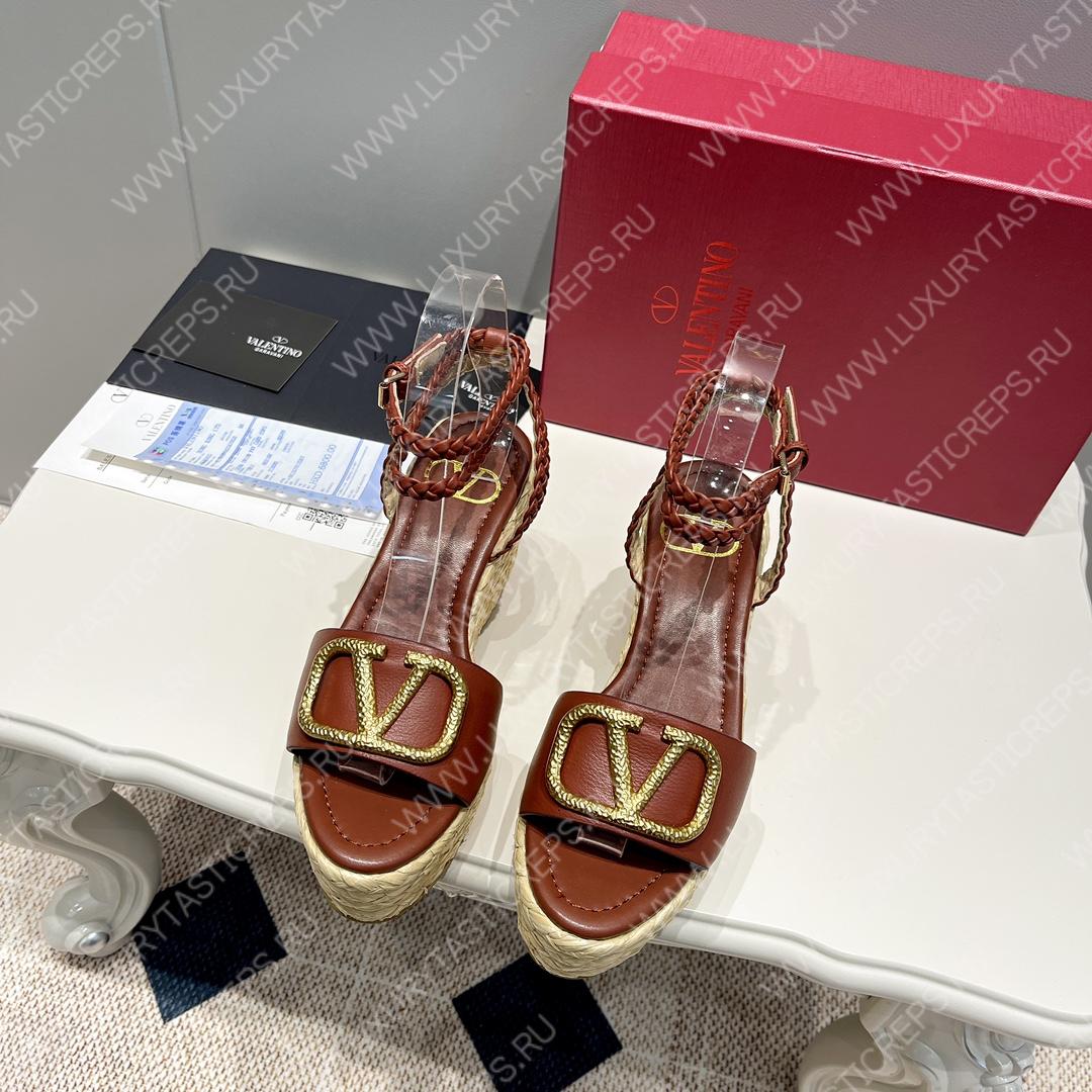 VALENTINO ANKLE STRAP WEDGE SANDAL TAN 2W2S0F95BAE0NO