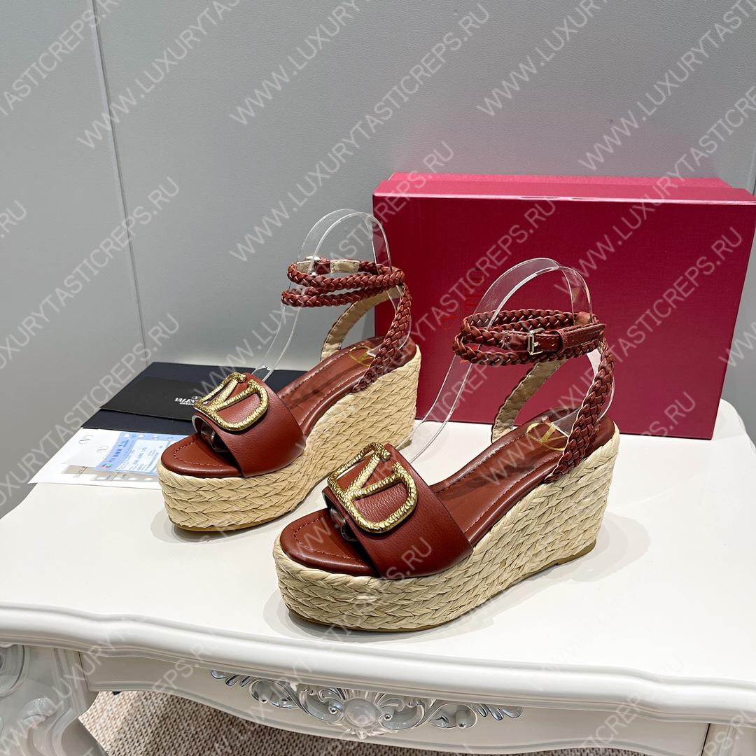VALENTINO ANKLE STRAP WEDGE SANDAL TAN 2W2S0F95BAE0NO