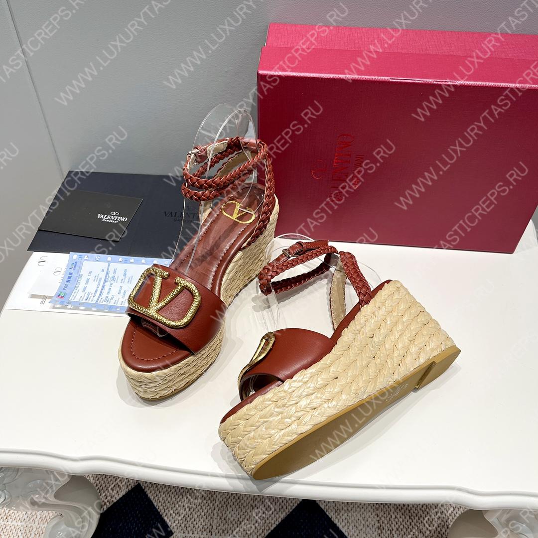 VALENTINO ANKLE STRAP WEDGE SANDAL TAN 2W2S0F95BAE0NO