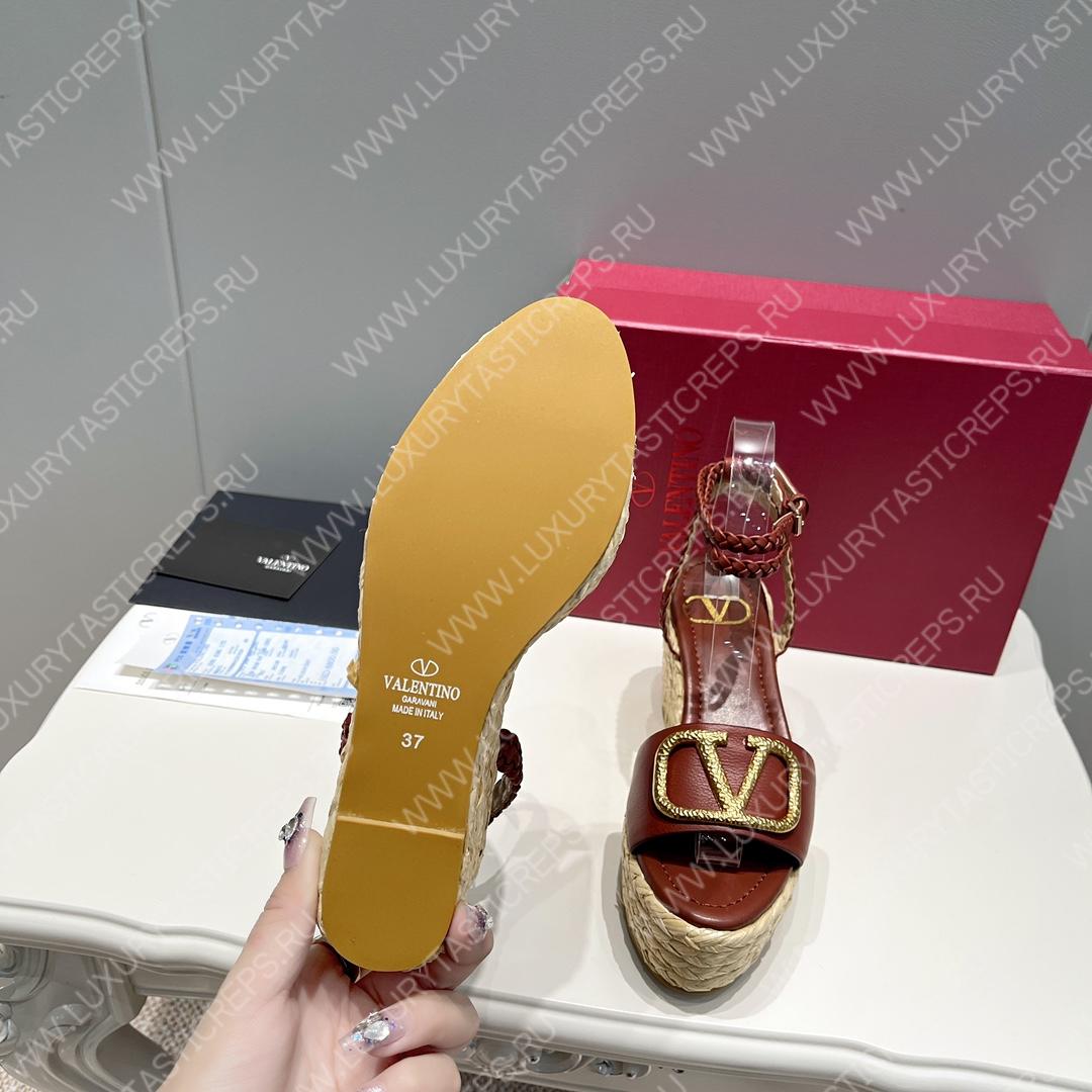 VALENTINO ANKLE STRAP WEDGE SANDAL TAN 2W2S0F95BAE0NO