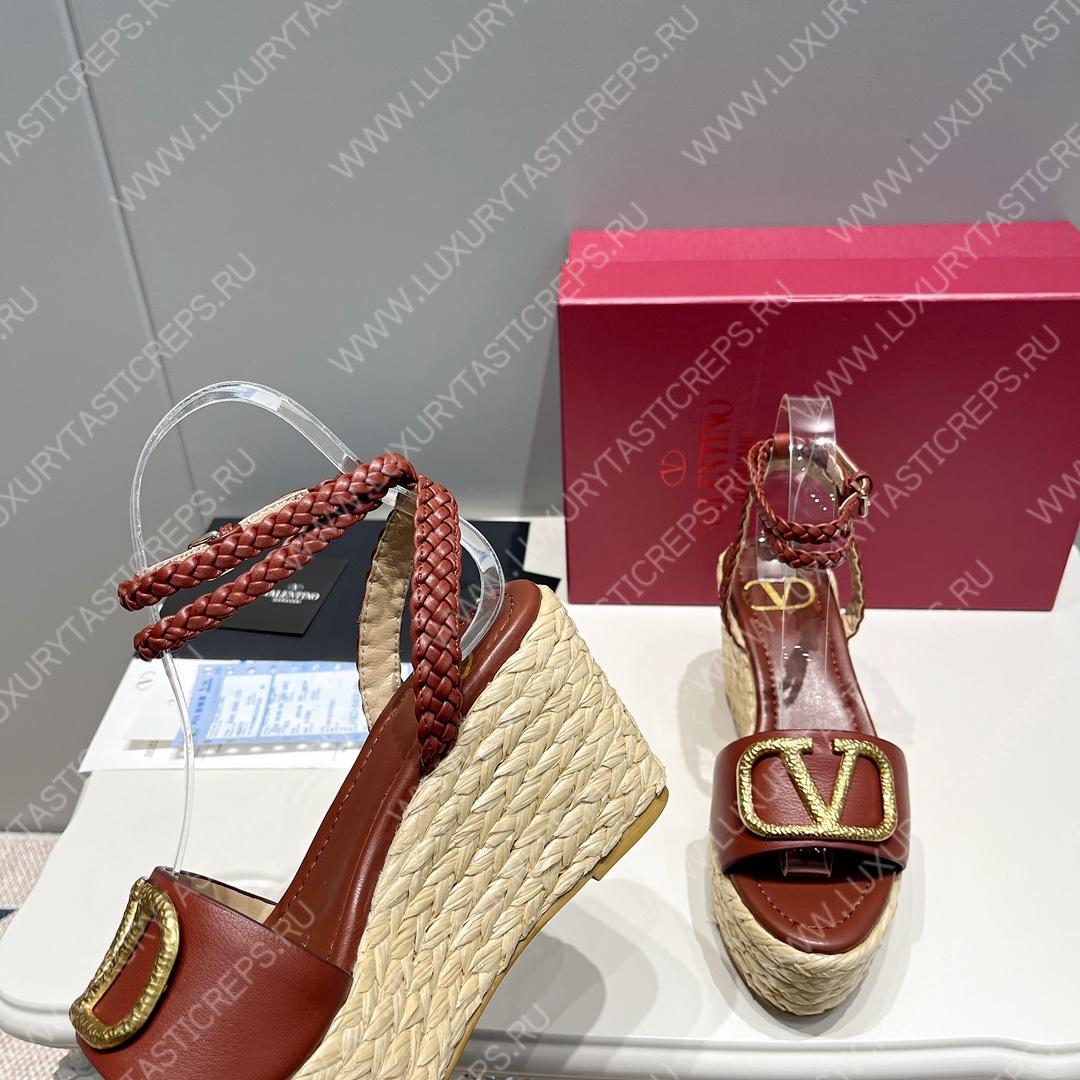 VALENTINO ANKLE STRAP WEDGE SANDAL TAN 2W2S0F95BAE0NO