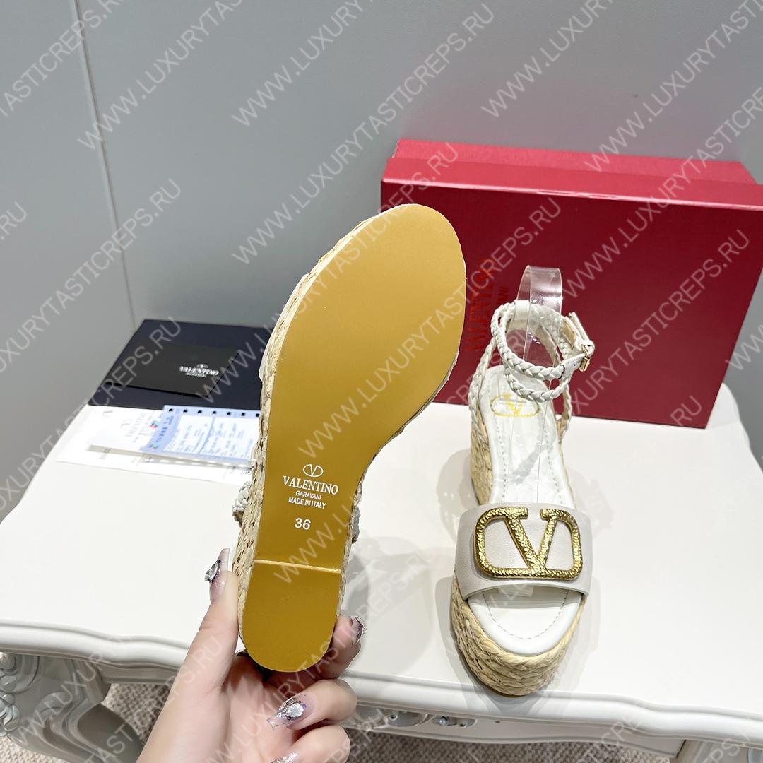 VALENTINO ANKLE STRAP WEDGE SANDAL WHITE 2W2S0F95BAE0NO