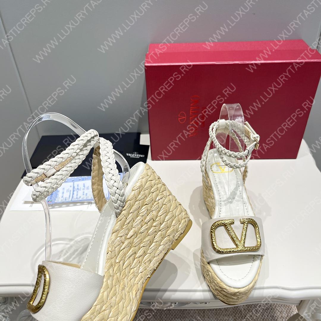 VALENTINO ANKLE STRAP WEDGE SANDAL WHITE 2W2S0F95BAE0NO