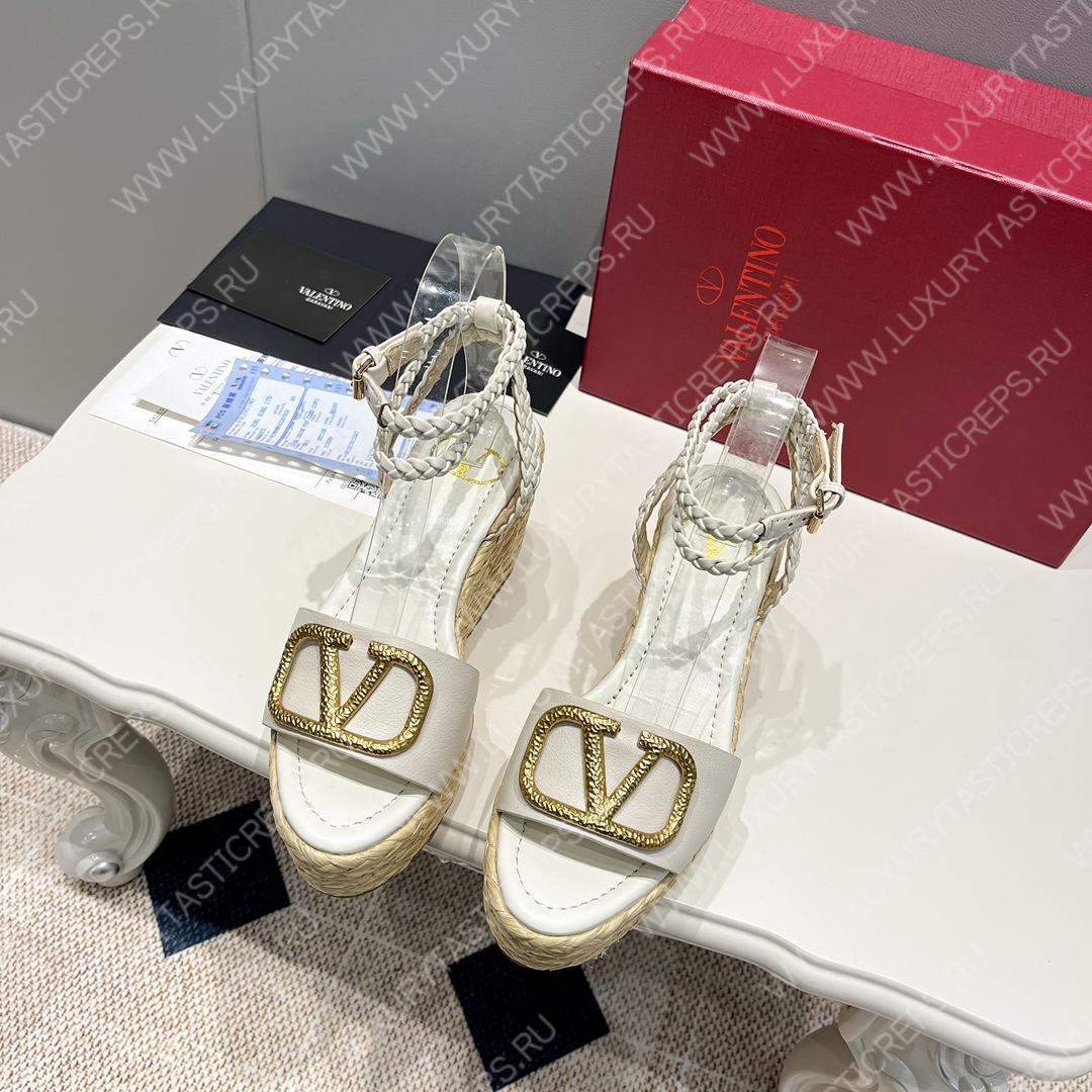 VALENTINO ANKLE STRAP WEDGE SANDAL WHITE 2W2S0F95BAE0NO