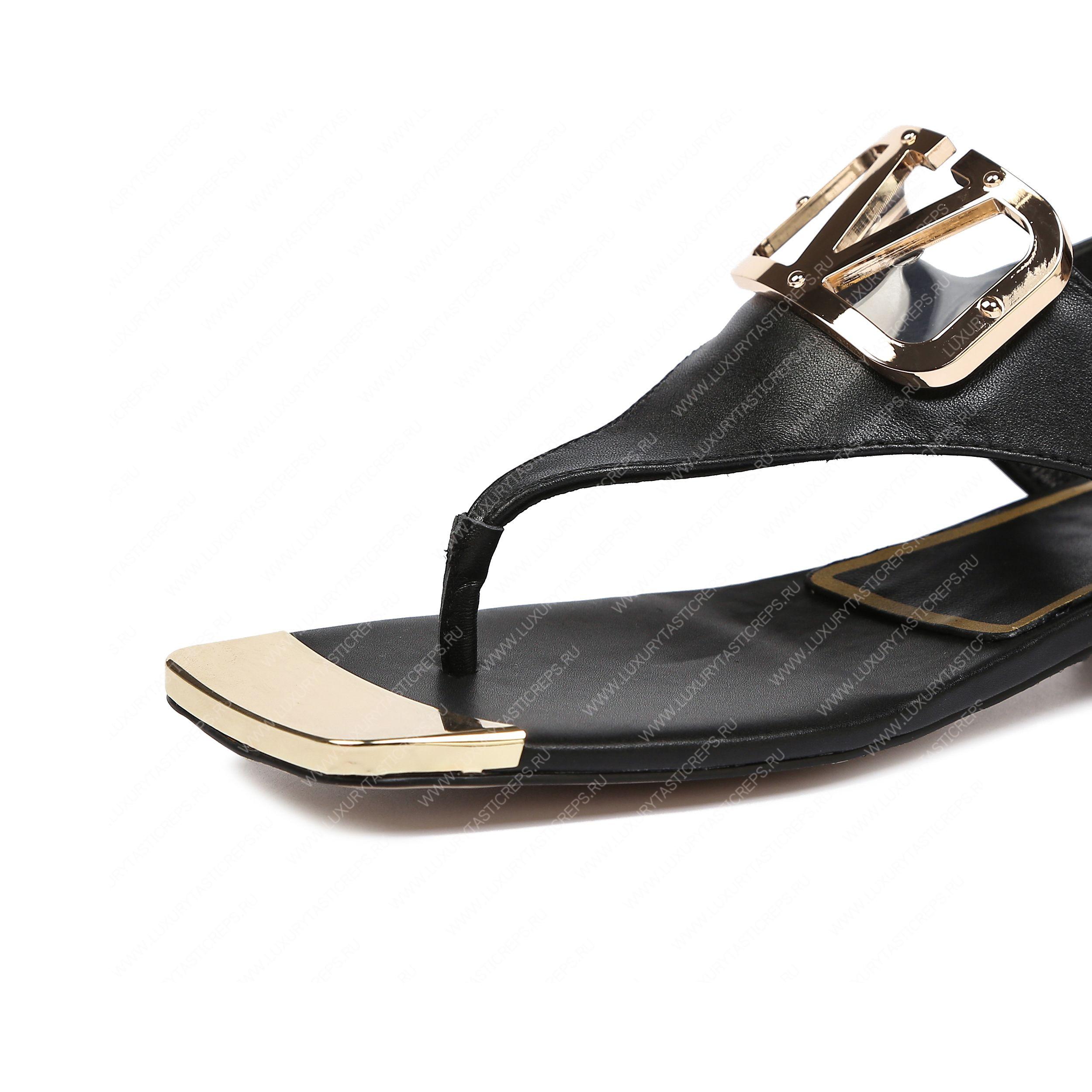 VALENTINO VLOGO SIGNATURE FLAT THONG SANDAL BLACK WS0EA7RZR_HG5