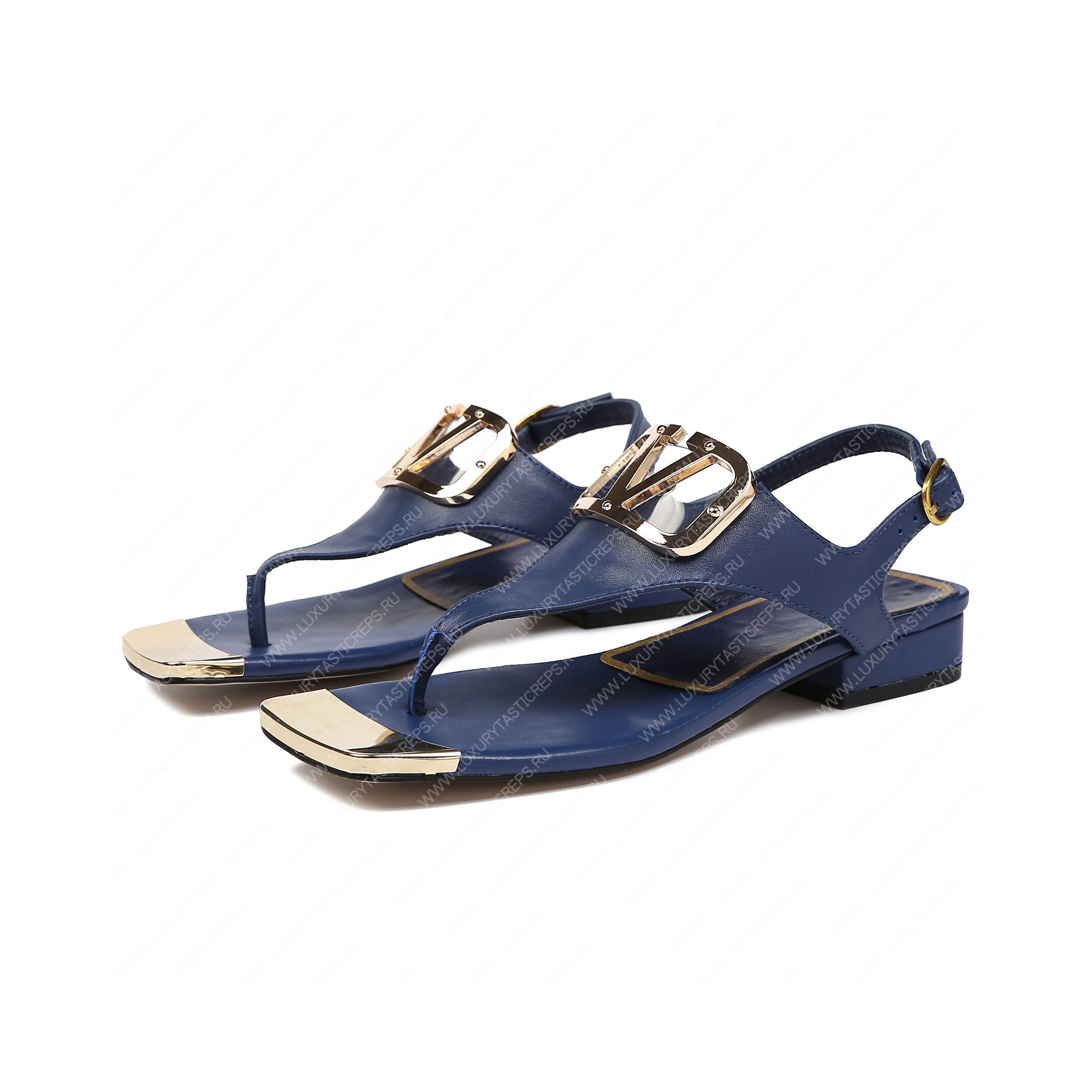 VALENTINO VLOGO SIGNATURE FLAT THONG SANDAL BLUE WS0EA7RZR_HG5