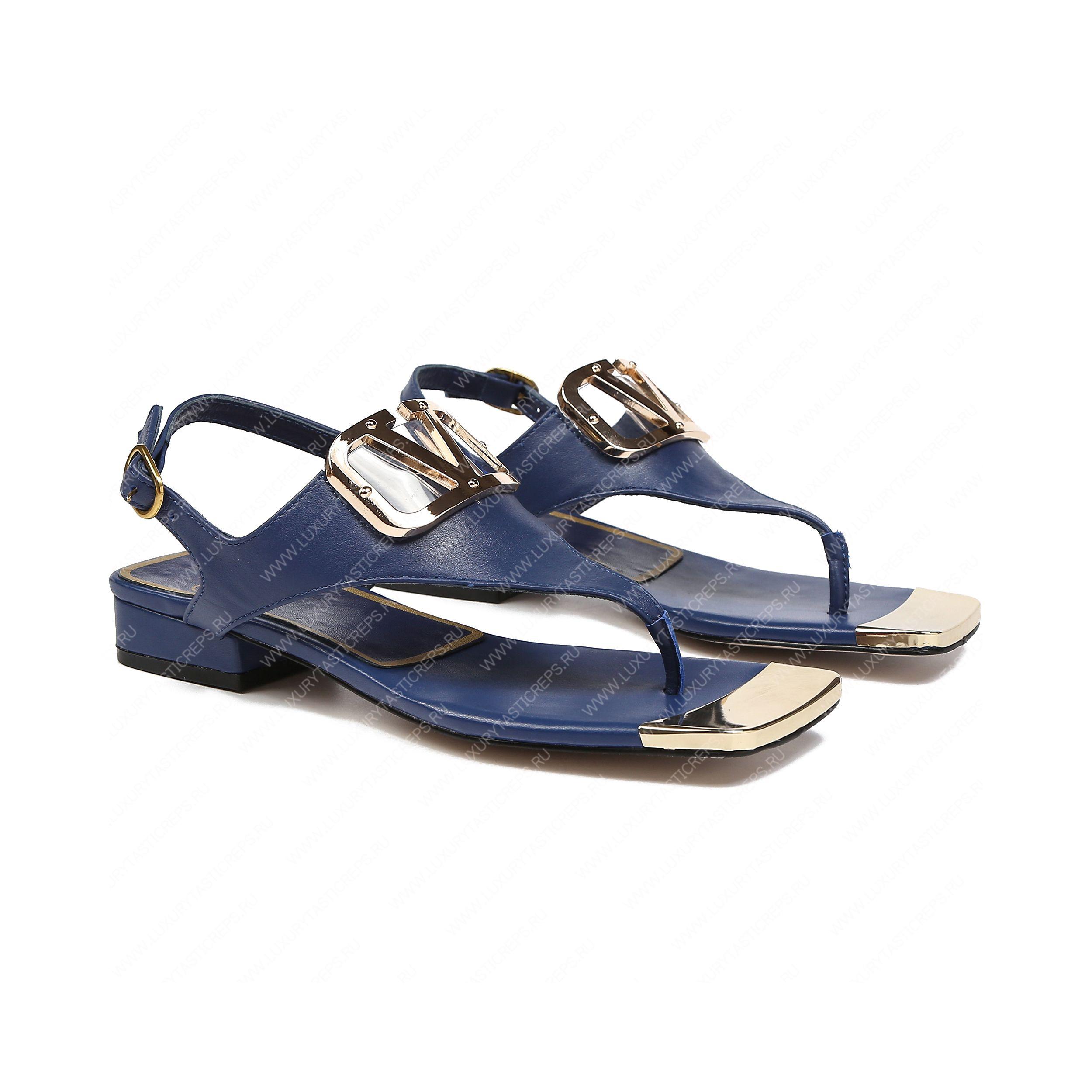VALENTINO VLOGO SIGNATURE FLAT THONG SANDAL BLUE WS0EA7RZR_HG5