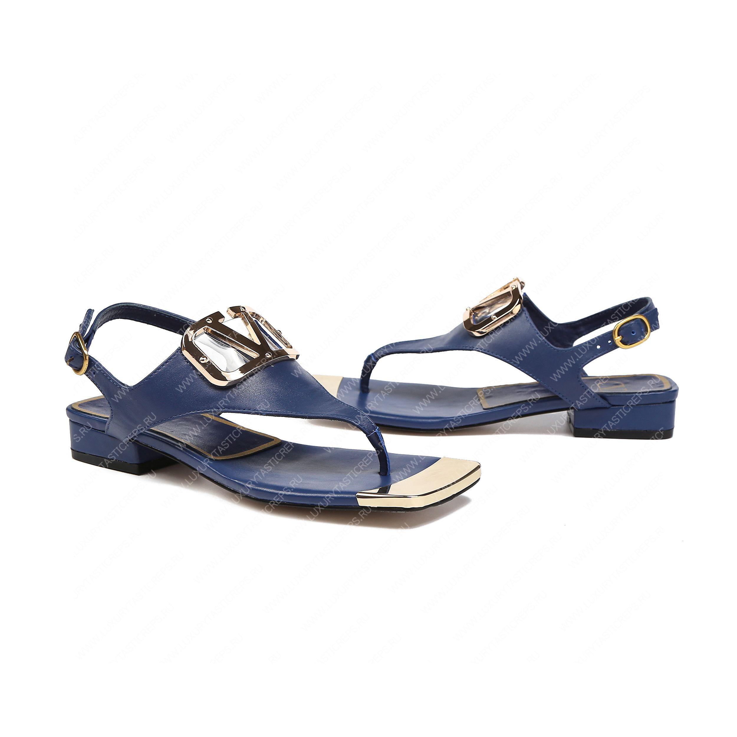 VALENTINO VLOGO SIGNATURE FLAT THONG SANDAL BLUE WS0EA7RZR_HG5