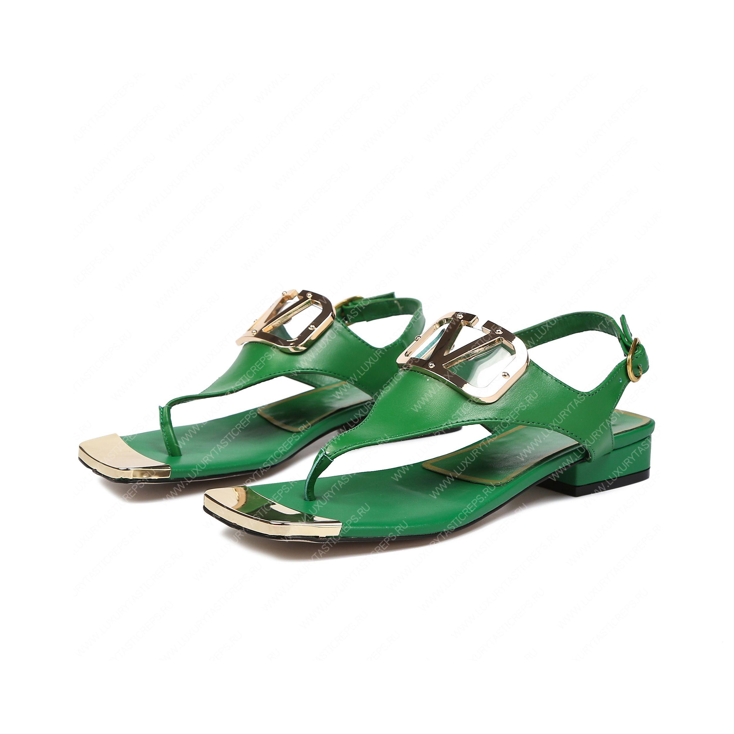 VALENTINO VLOGO SIGNATURE FLAT THONG SANDAL GREEN WS0EA7RZR_HG5