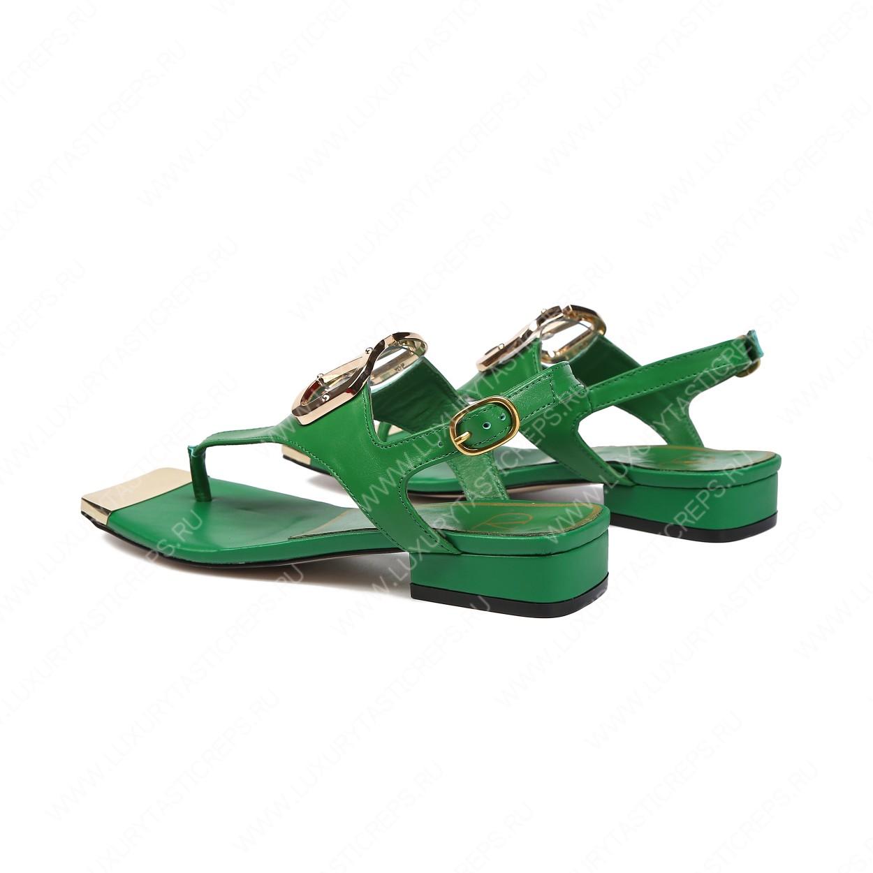 VALENTINO VLOGO SIGNATURE FLAT THONG SANDAL GREEN WS0EA7RZR_HG5