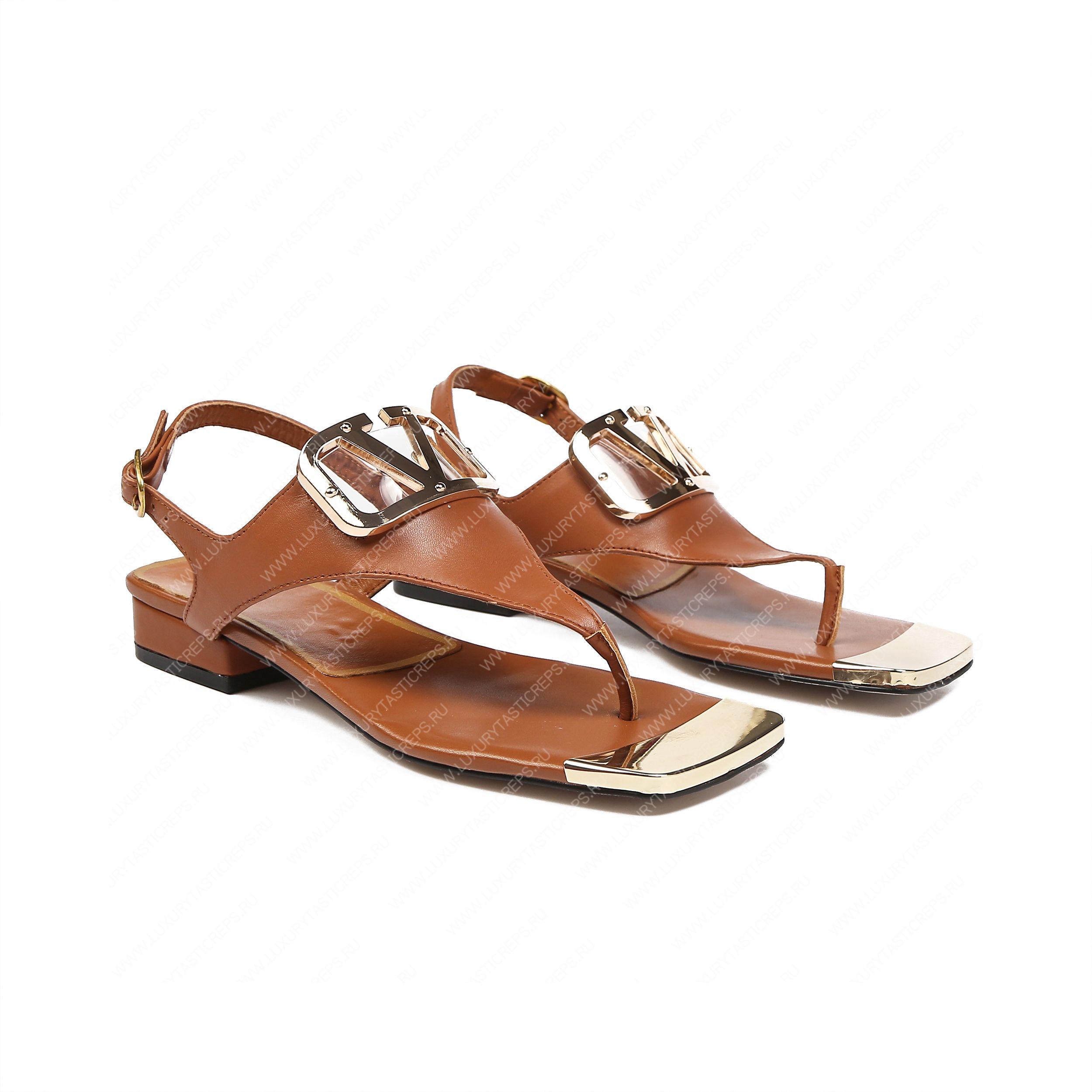 VALENTINO VLOGO SIGNATURE FLAT THONG SANDAL BROWN WS0EA7RZR_HG5