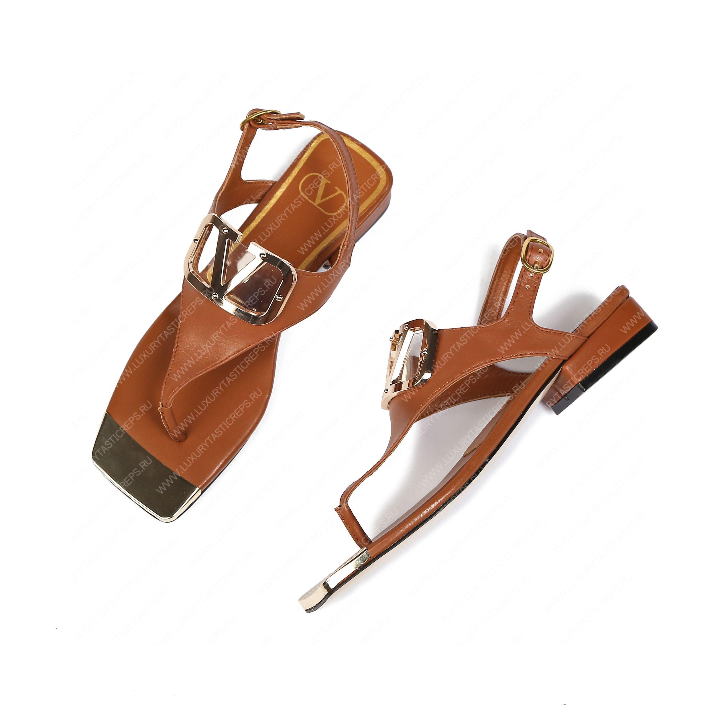 VALENTINO VLOGO SIGNATURE FLAT THONG SANDAL BROWN WS0EA7RZR_HG5