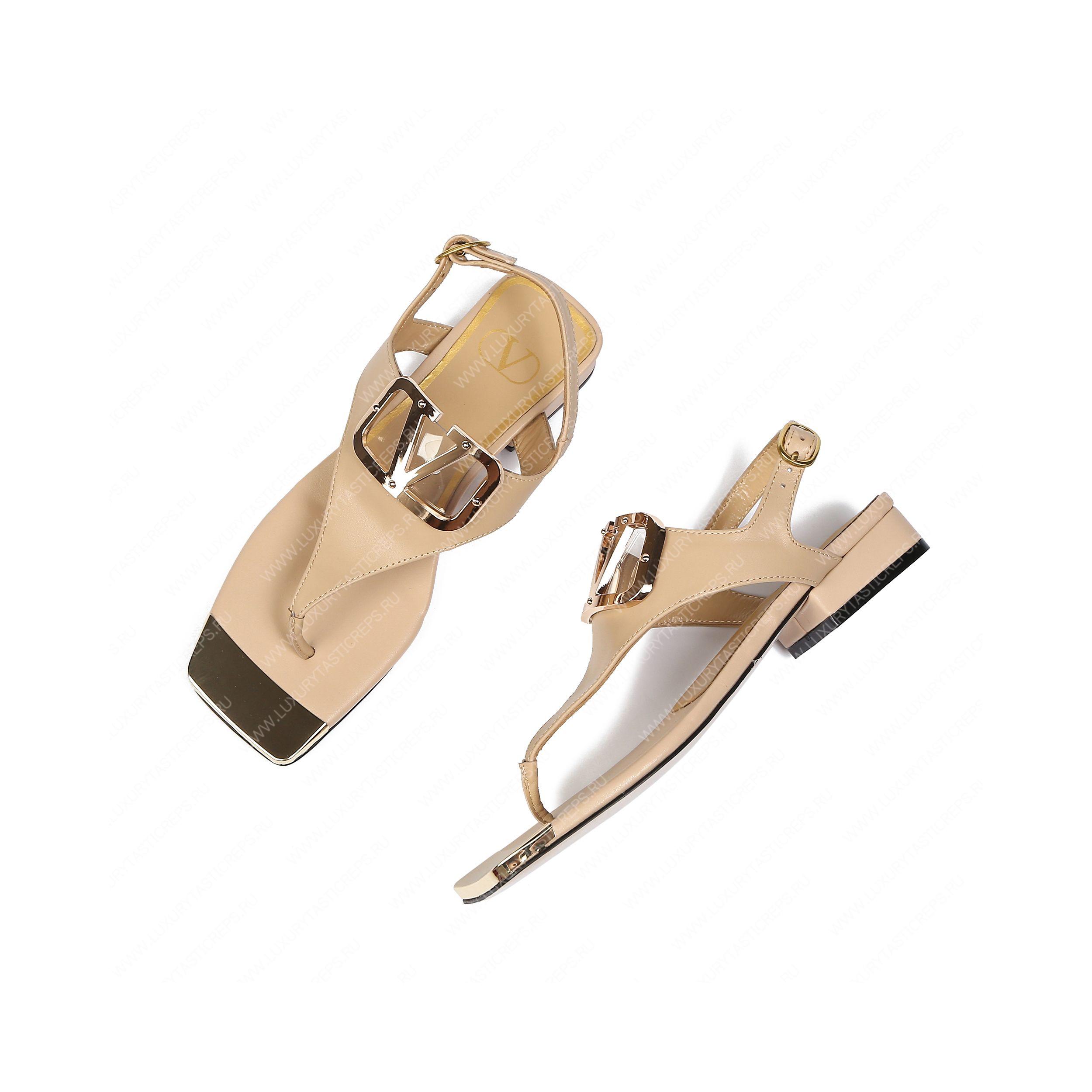 VALENTINO VLOGO SIGNATURE FLAT THONG SANDAL BEIGE WS0EA7RZR_HG5