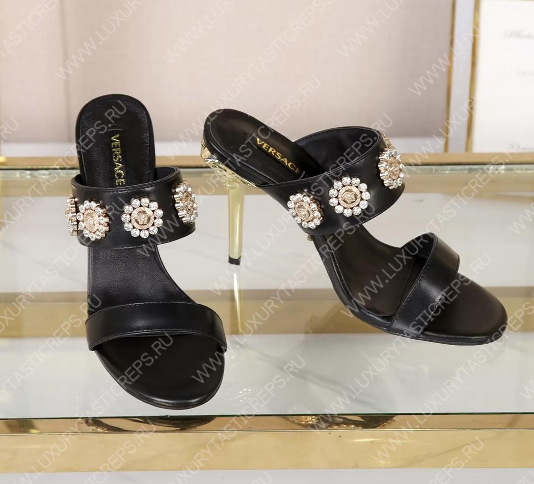 VERSACE MID-HEEL SANDALS BLACK 1007274