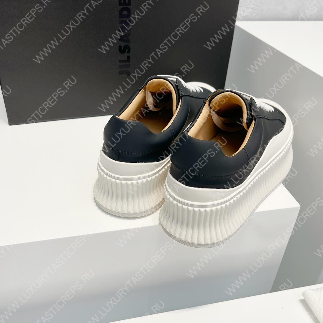 JIL SANDER LEATHER SNEAKERS BLACK AND WHITE D110ASH4