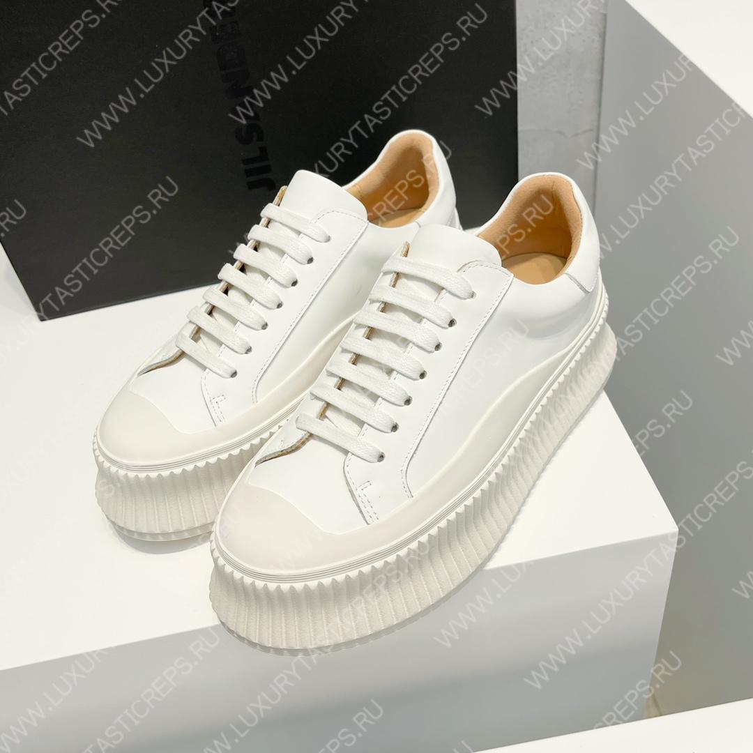 JIL SANDER LEATHER SNEAKERS WHITE J32WS0018